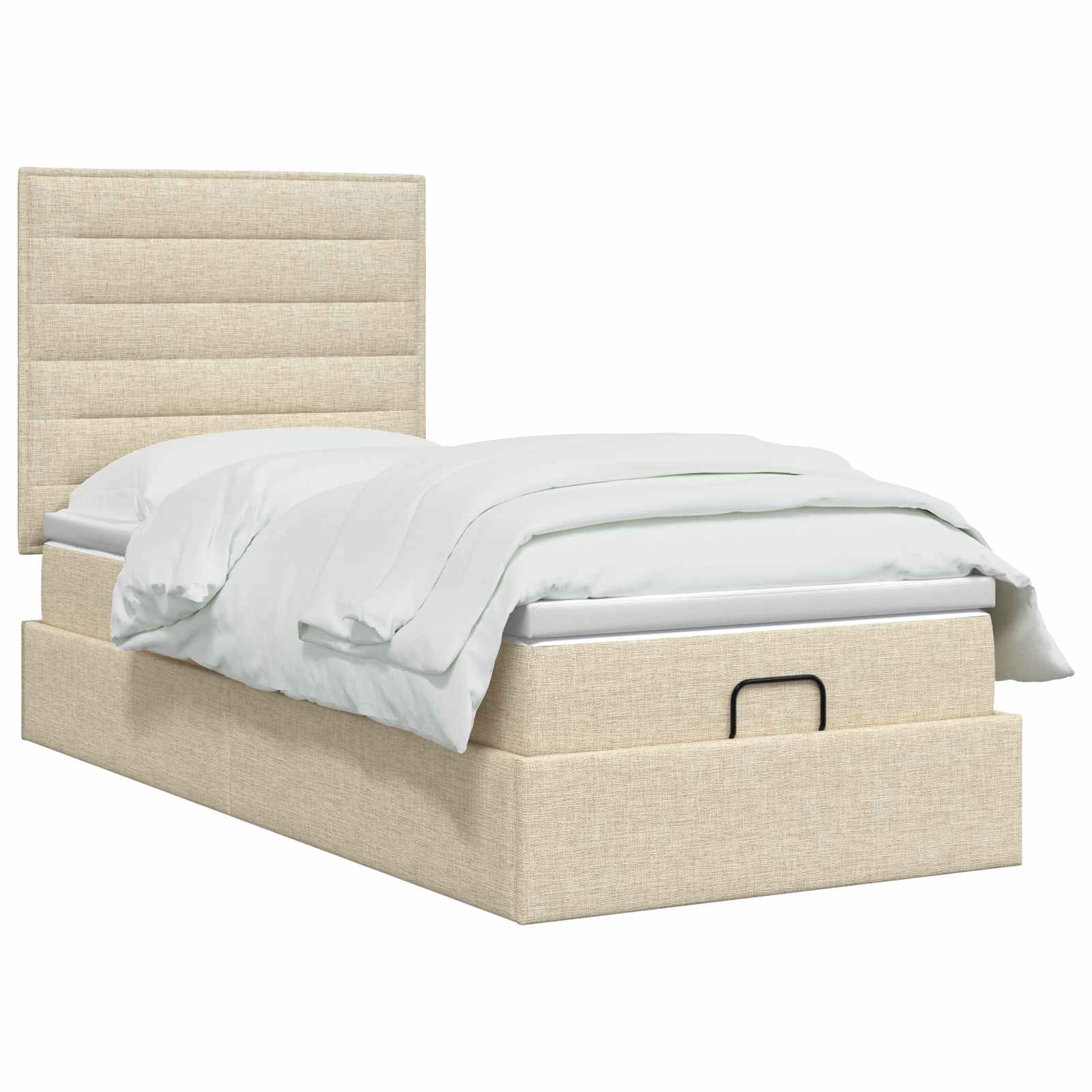 Ottoman Bed met Matrassen en LED Crèmekleurig 100 x 200 cm Stof is nu te koop bij PeponiXL, paradijselijk wonen!