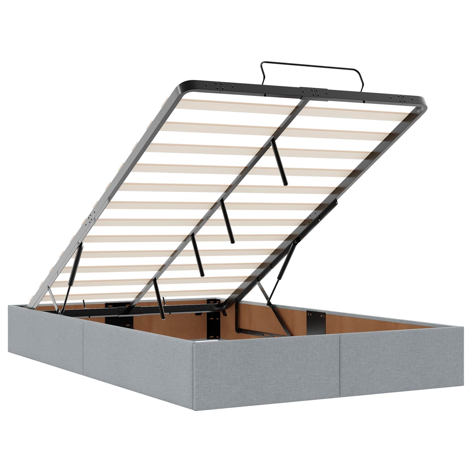 Ottoman Bed met Matrassen en LED Lichtgrijs 120 x 200 cm Stof is nu te koop bij PeponiXL, paradijselijk wonen!