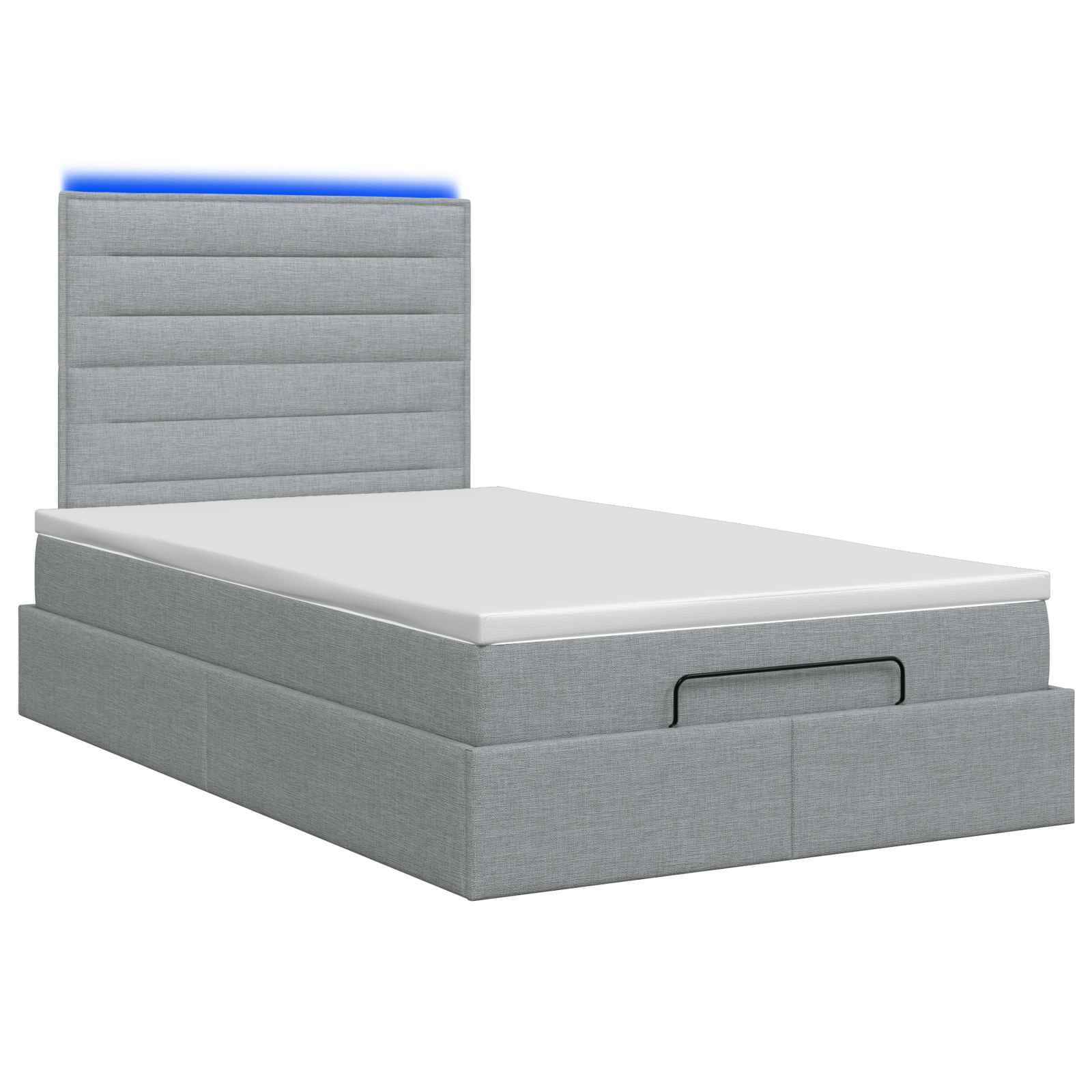 Ottoman Bed met Matrassen en LED Lichtgrijs 120 x 200 cm Stof is nu te koop bij PeponiXL, paradijselijk wonen!