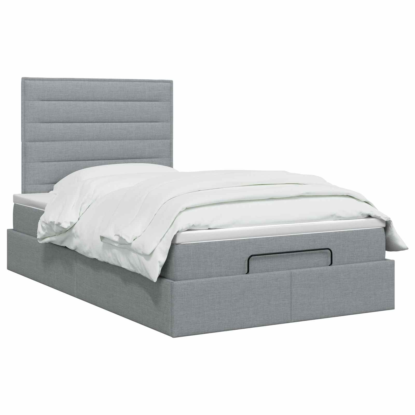 Ottoman Bed met Matrassen en LED Lichtgrijs 120 x 200 cm Stof is nu te koop bij PeponiXL, paradijselijk wonen!