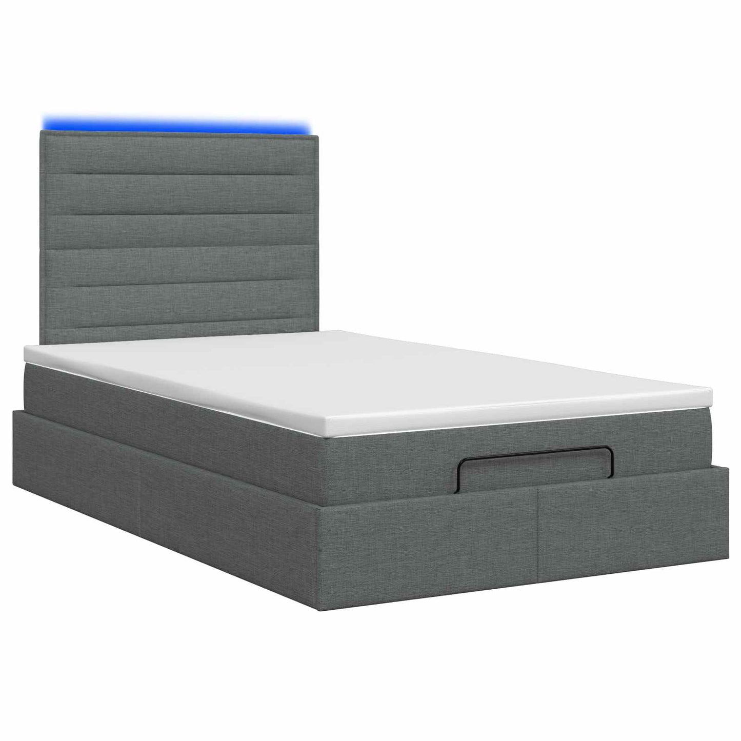 Ottoman Bed met Matrassen en LED Donkergrijs 120 x 200 cm Stof is nu te koop bij PeponiXL, paradijselijk wonen!