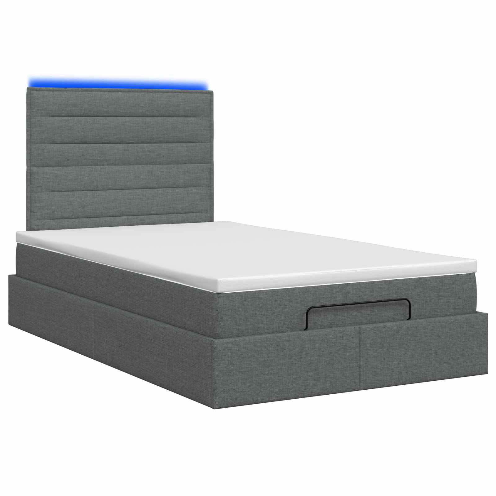 Ottoman Bed met Matrassen en LED Donkergrijs 120 x 200 cm Stof is nu te koop bij PeponiXL, paradijselijk wonen!