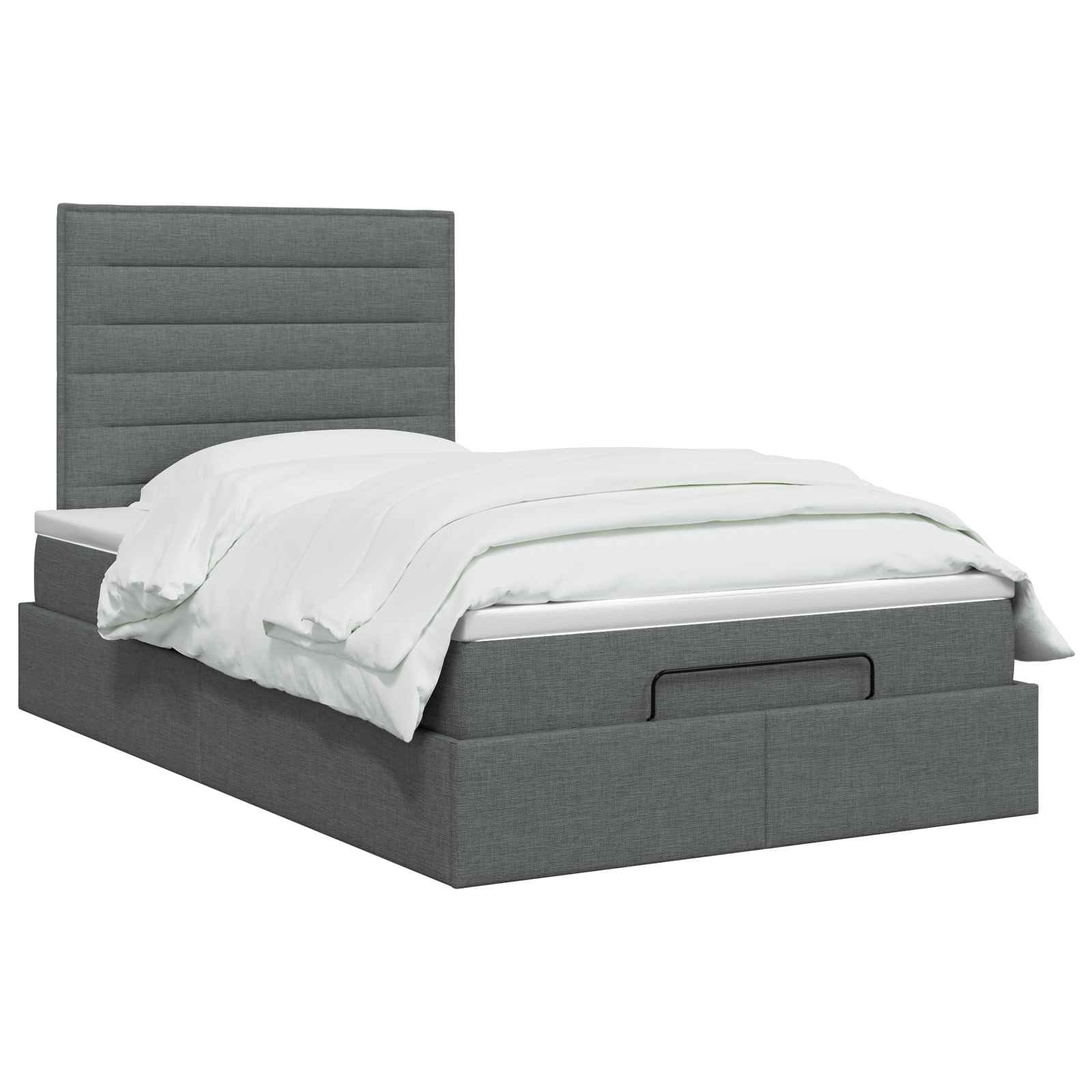 Ottoman Bed met Matrassen en LED Donkergrijs 120 x 200 cm Stof is nu te koop bij PeponiXL, paradijselijk wonen!