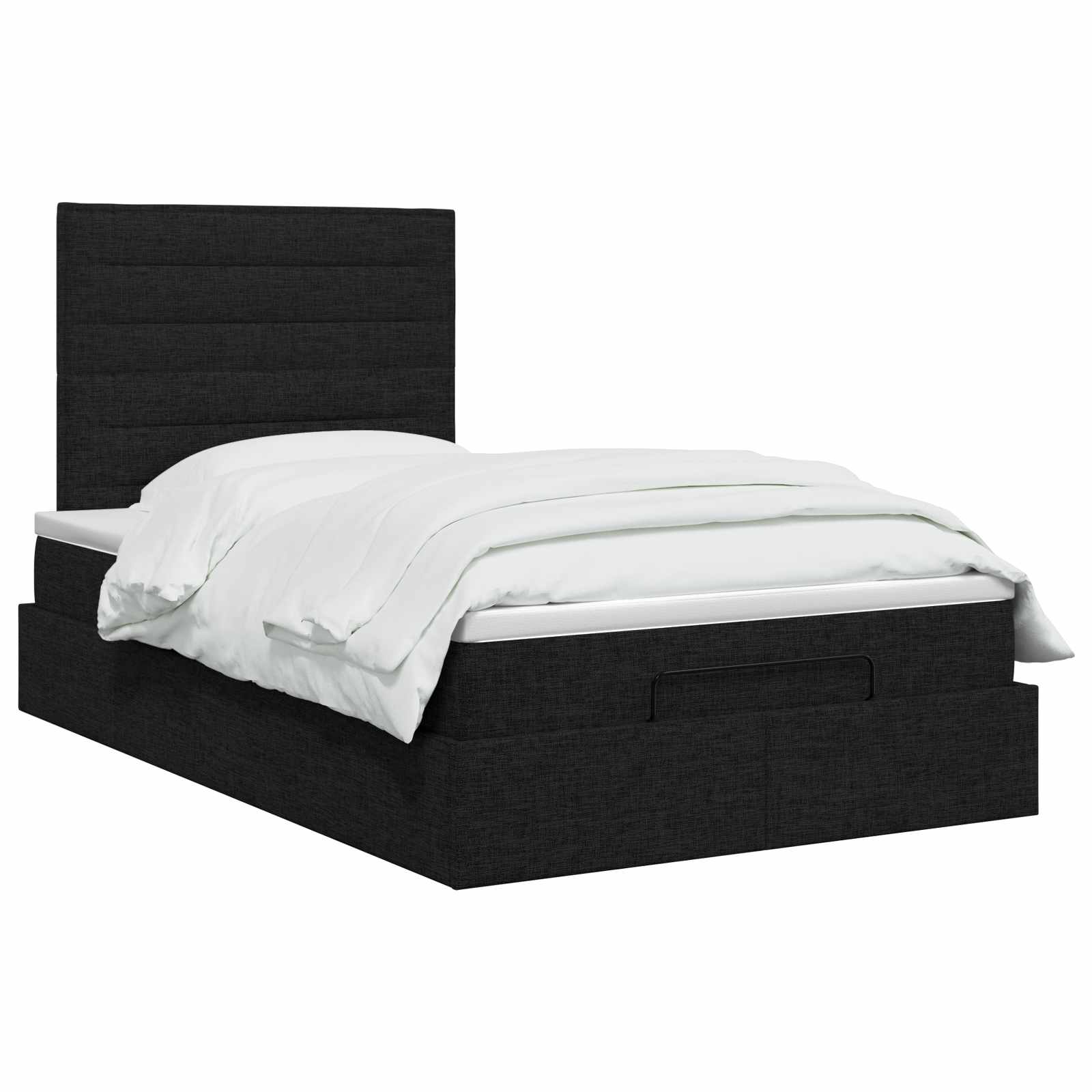 Ottoman Bed met Matrassen en LED Zwart 120 x 200 cm Stof is nu te koop bij PeponiXL, paradijselijk wonen!