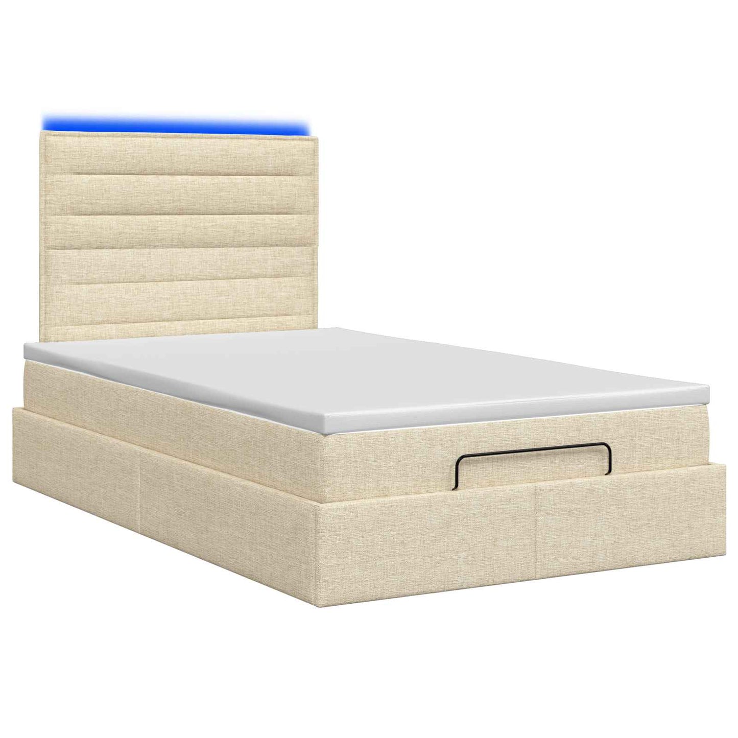 Ottoman Bed met Matrassen en LED Crèmekleurig 120 x 200 cm Stof is nu te koop bij PeponiXL, paradijselijk wonen!