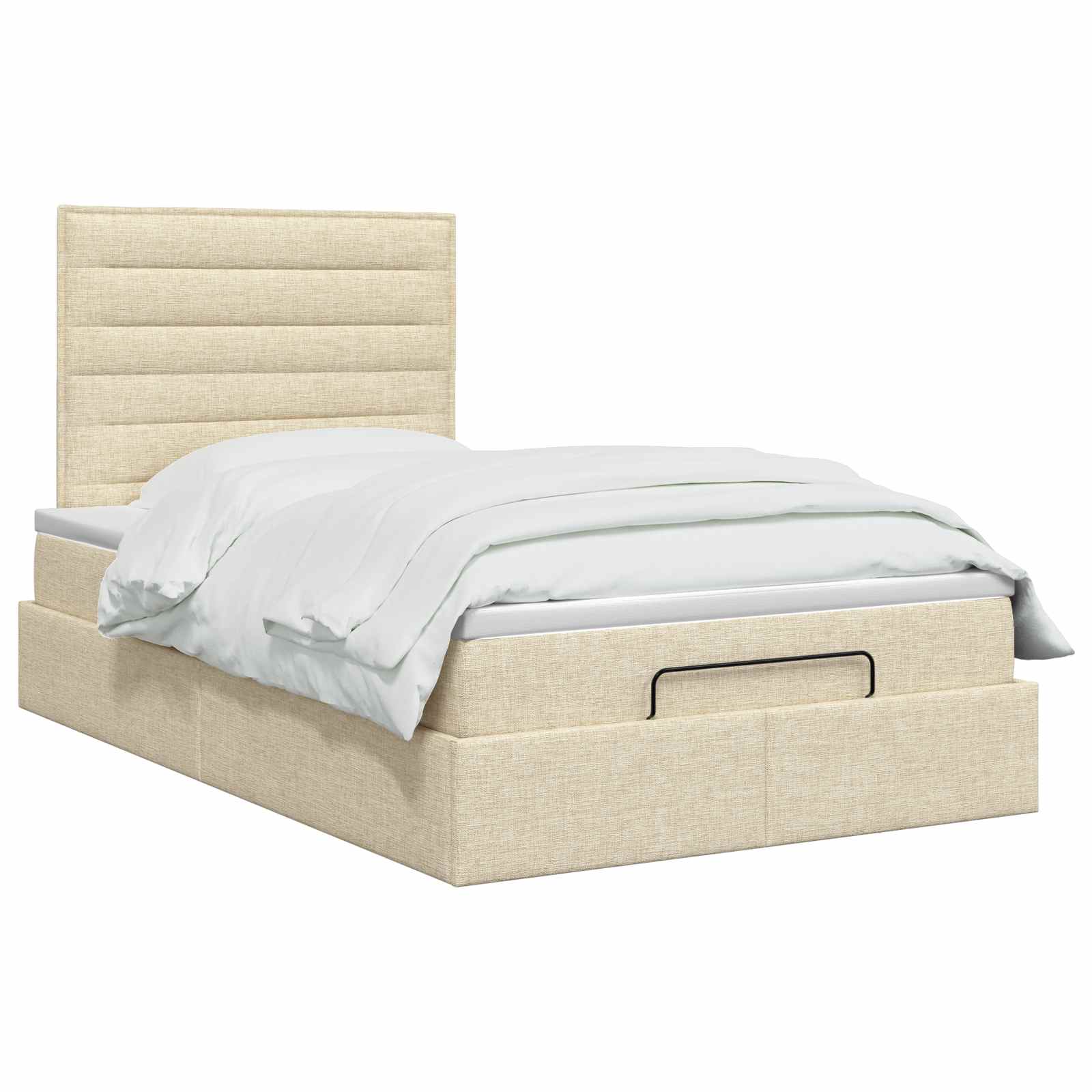 Ottoman Bed met Matrassen en LED Crèmekleurig 120 x 200 cm Stof is nu te koop bij PeponiXL, paradijselijk wonen!