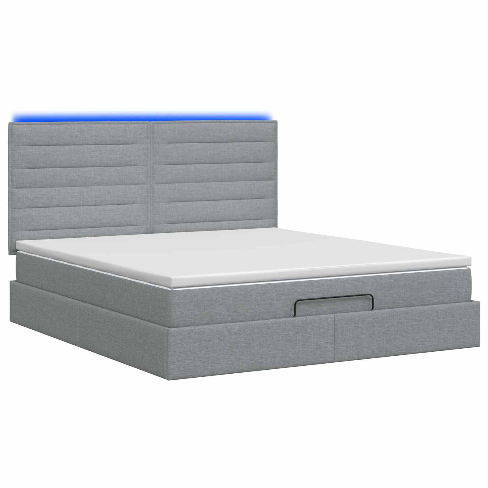 Ottoman Bed met Matrassen en LED Lichtgrijs 140 x 190 cm Stof is nu te koop bij PeponiXL, paradijselijk wonen!