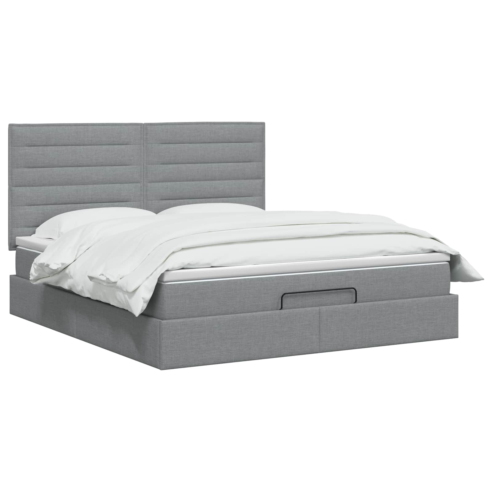 Ottoman Bed met Matrassen en LED Lichtgrijs 140 x 190 cm Stof is nu te koop bij PeponiXL, paradijselijk wonen!