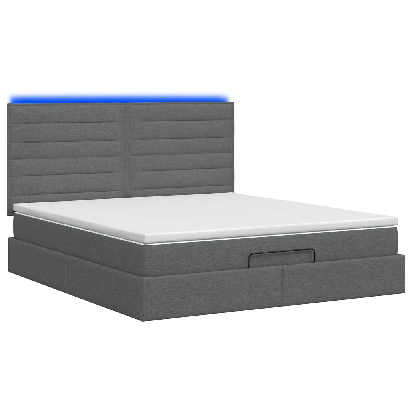 Ottoman Bed met Matrassen en LED Donkergrijs 140 x 190 cm Stof is nu te koop bij PeponiXL, paradijselijk wonen!