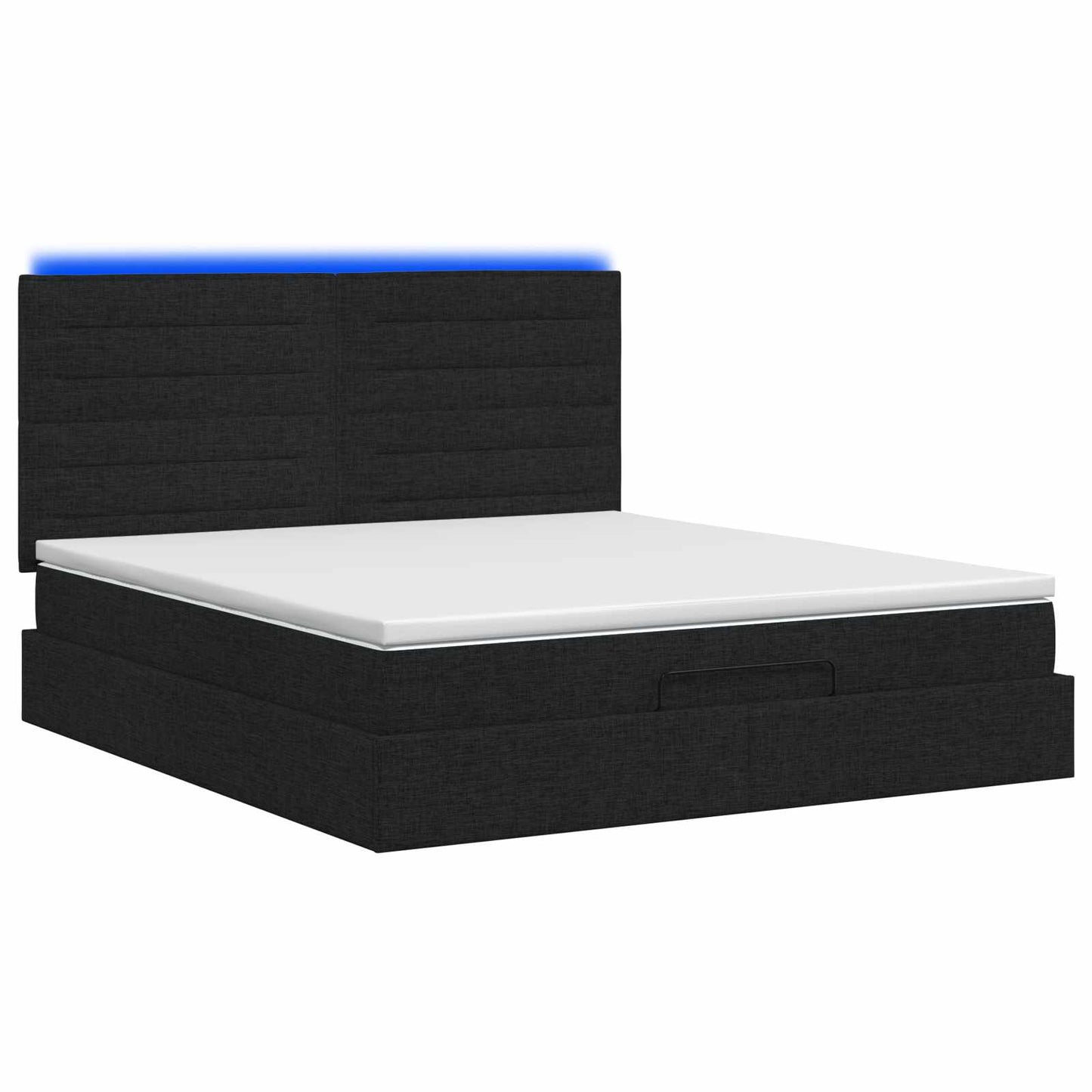 Ottoman Bed met Matrassen en LED Zwart 140 x 190 cm Stof is nu te koop bij PeponiXL, paradijselijk wonen!