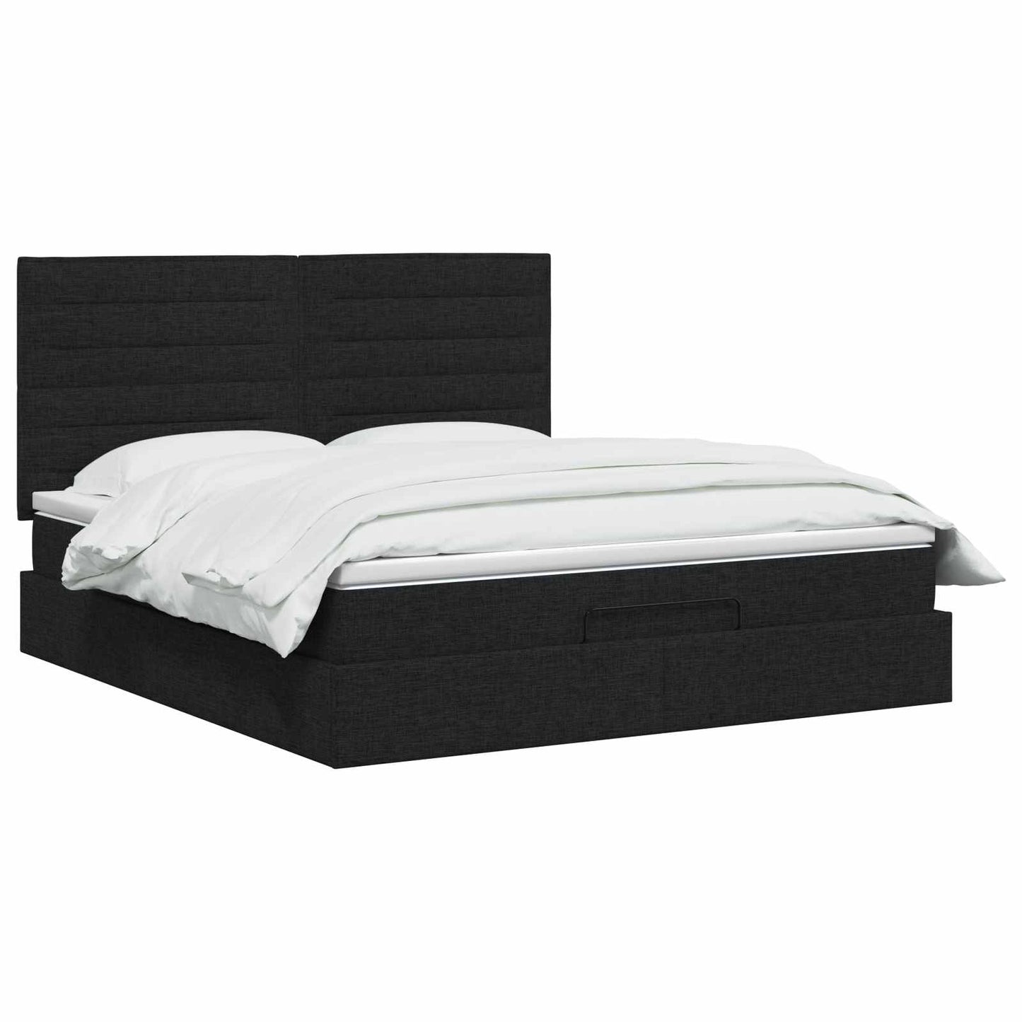 Ottoman Bed met Matrassen en LED Zwart 140 x 190 cm Stof is nu te koop bij PeponiXL, paradijselijk wonen!