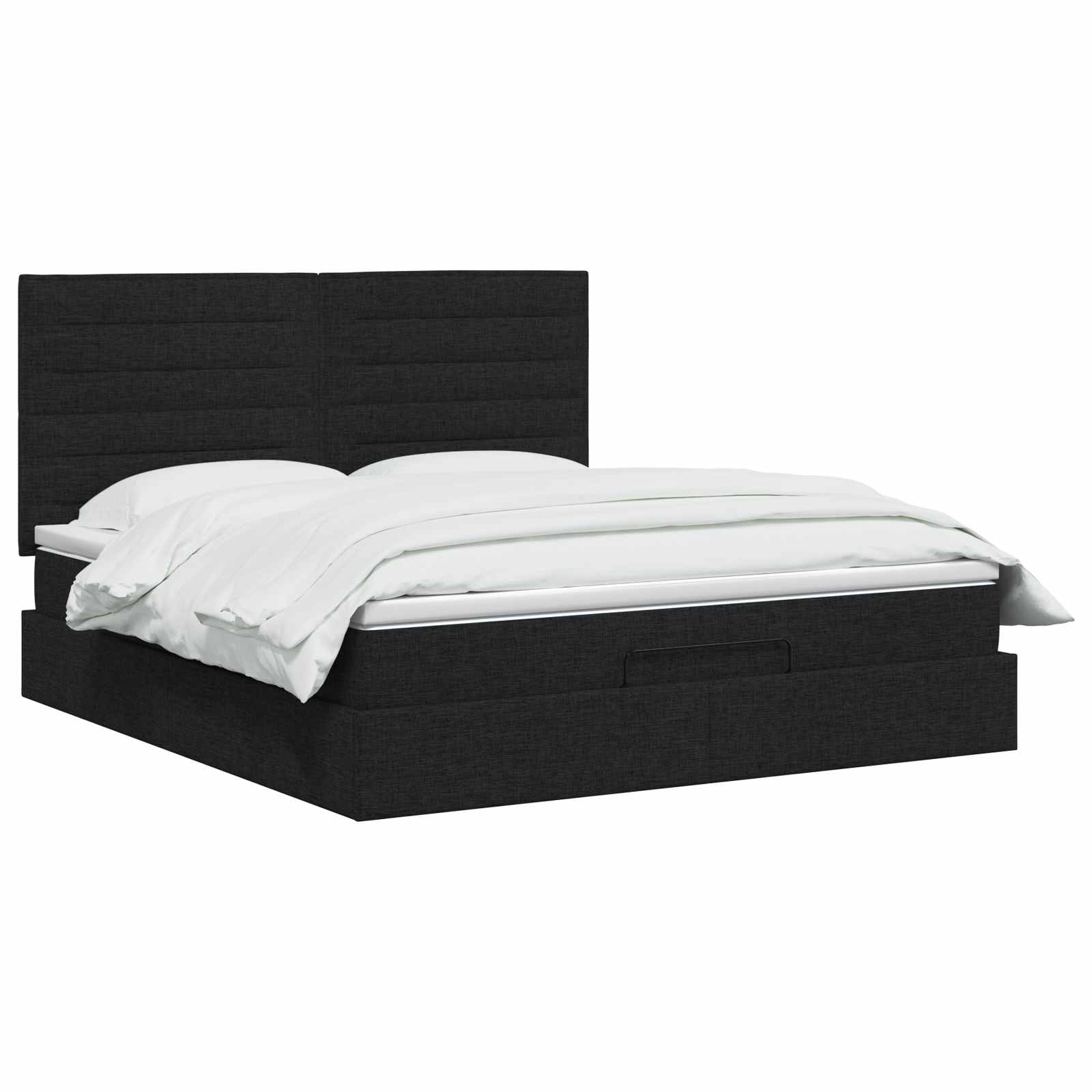 Ottoman Bed met Matrassen en LED Zwart 140 x 190 cm Stof is nu te koop bij PeponiXL, paradijselijk wonen!