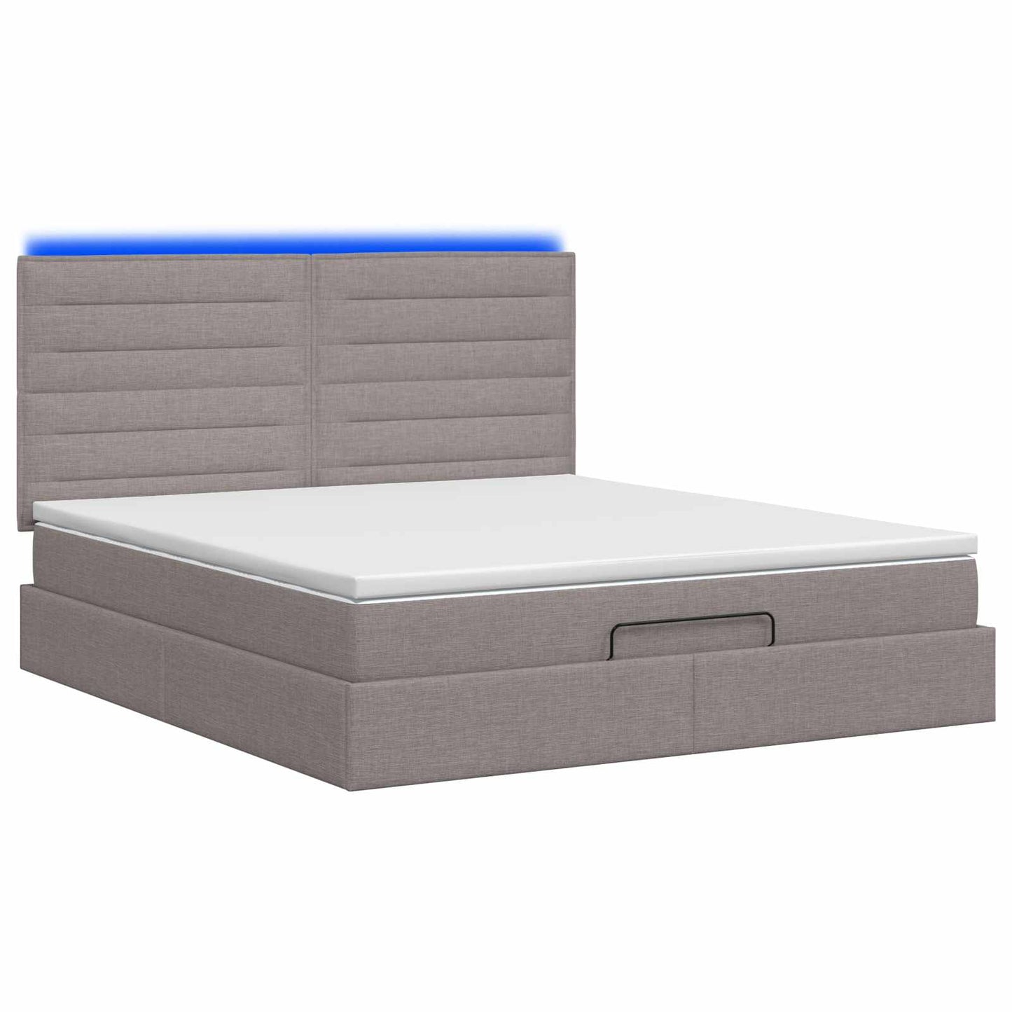 Ottoman Bed met Matrassen en LED Taupe 140 x 190 cm Stof is nu te koop bij PeponiXL, paradijselijk wonen!