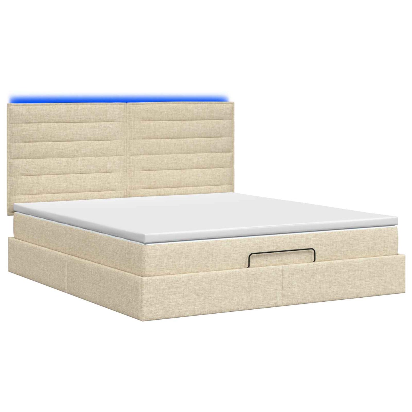 Ottoman Bed met Matrassen en LED Crèmekleurig 140 x 190 cm Stof is nu te koop bij PeponiXL, paradijselijk wonen!