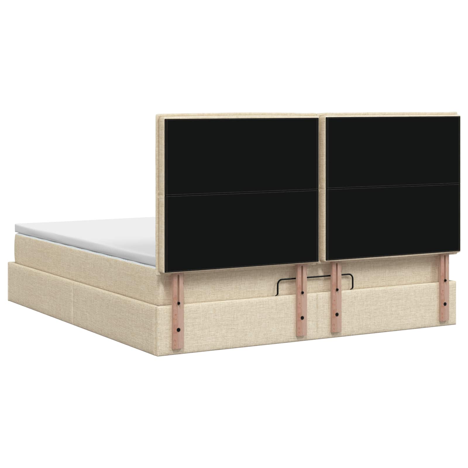 Ottoman Bed met Matrassen en LED Crèmekleurig 140 x 190 cm Stof is nu te koop bij PeponiXL, paradijselijk wonen!