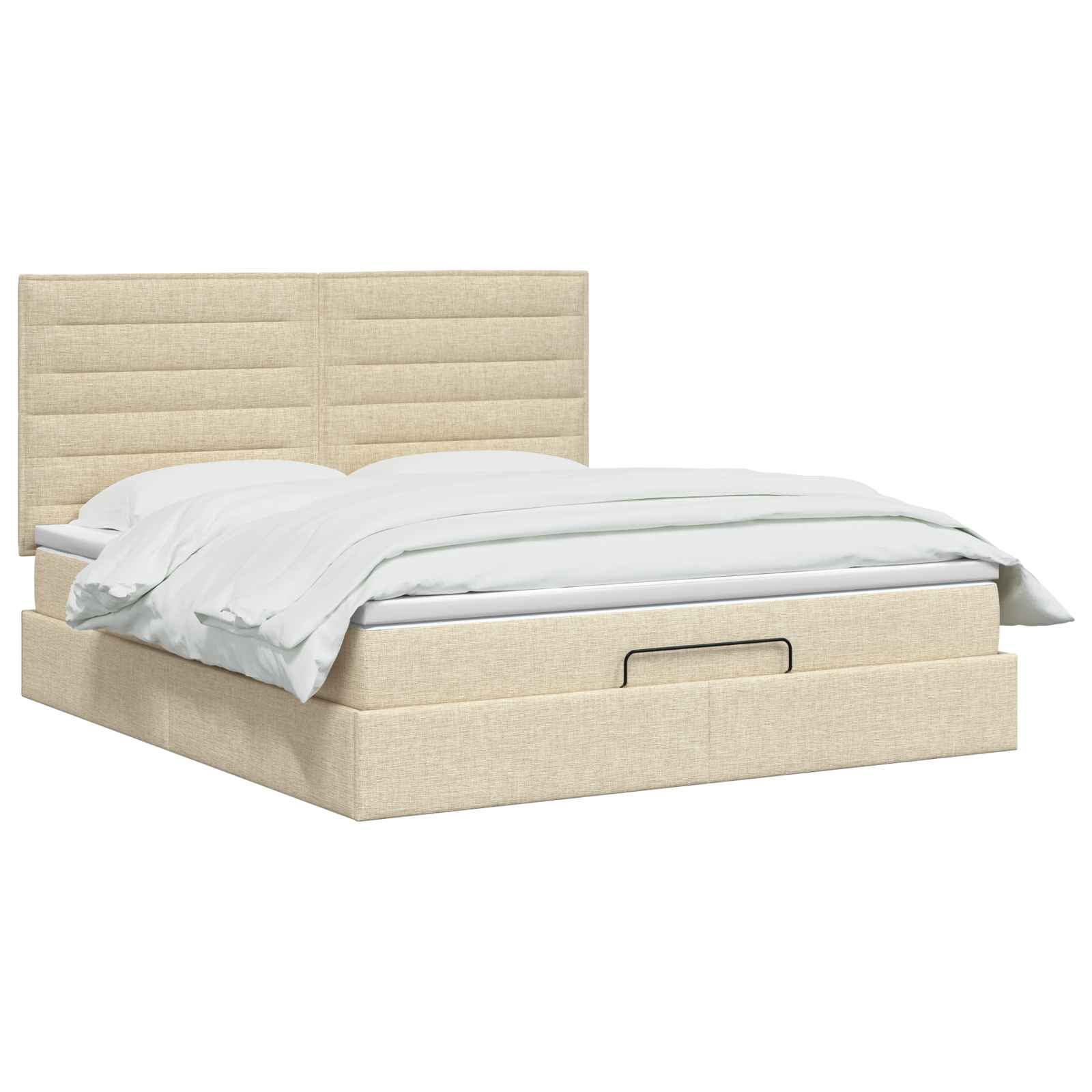 Ottoman Bed met Matrassen en LED Crèmekleurig 140 x 190 cm Stof is nu te koop bij PeponiXL, paradijselijk wonen!