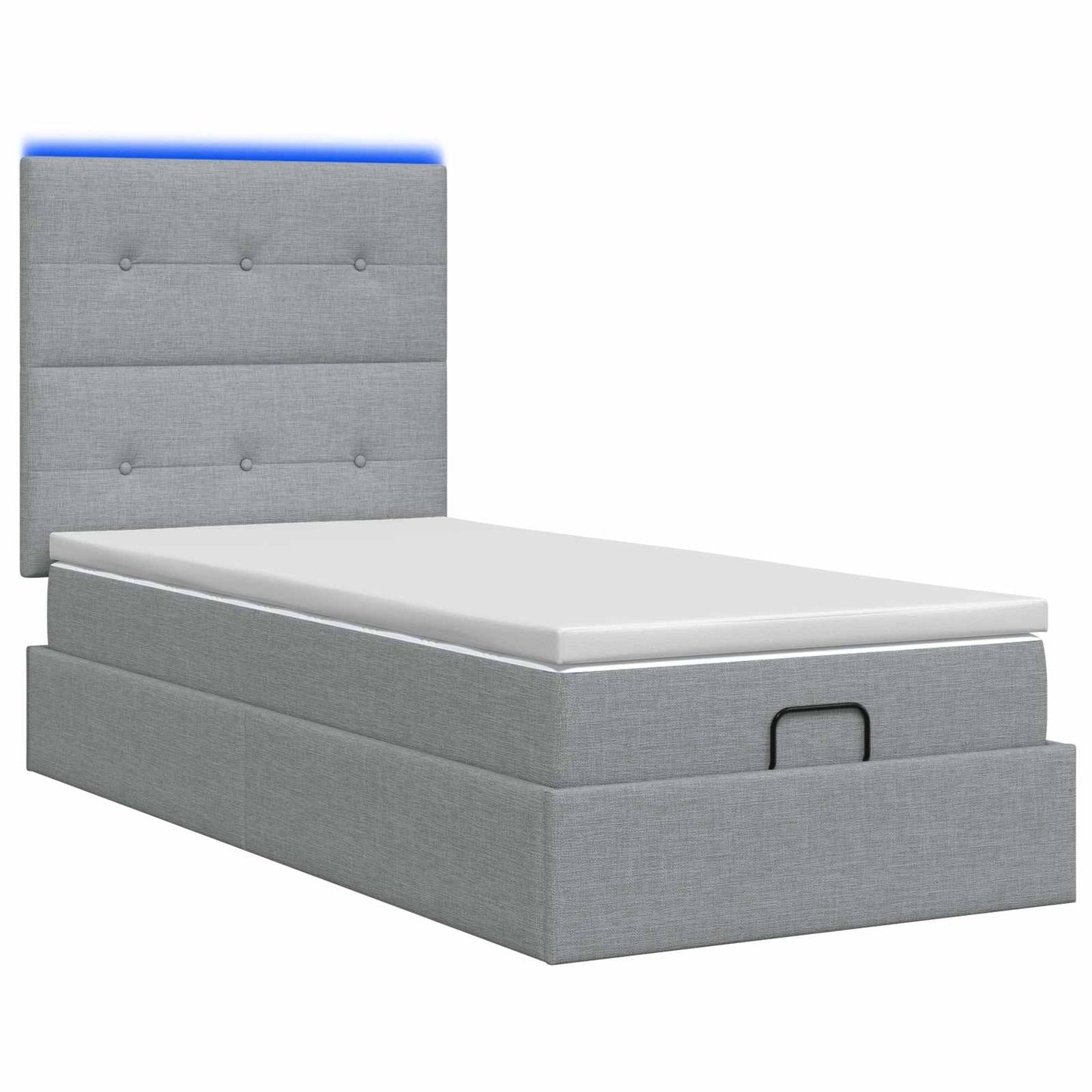 Ottoman Bed met Matrassen en LED Lichtgrijs 90 x 200 cm Stof is nu te koop bij PeponiXL, paradijselijk wonen!