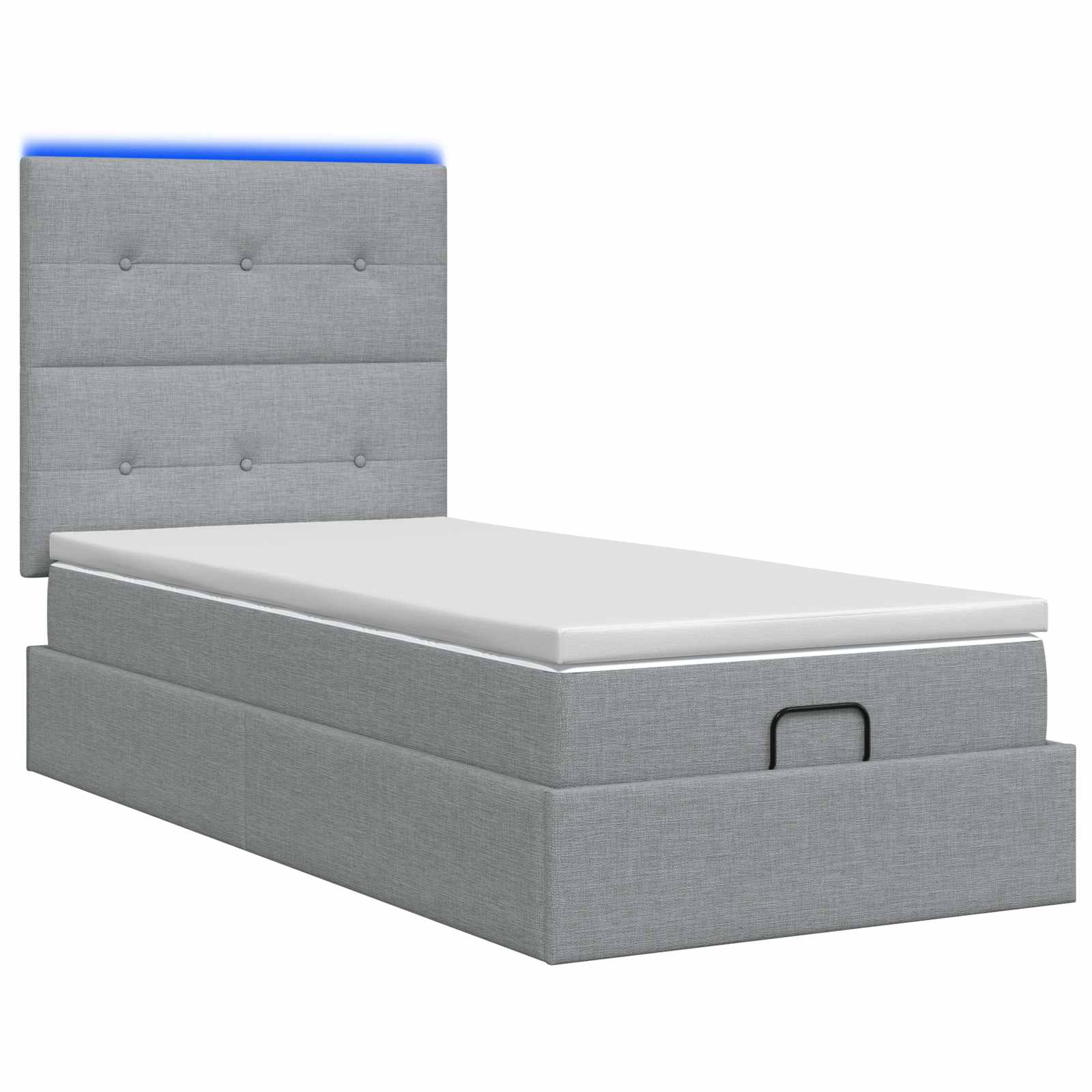 Ottoman Bed met Matrassen en LED Lichtgrijs 90 x 200 cm Stof is nu te koop bij PeponiXL, paradijselijk wonen!