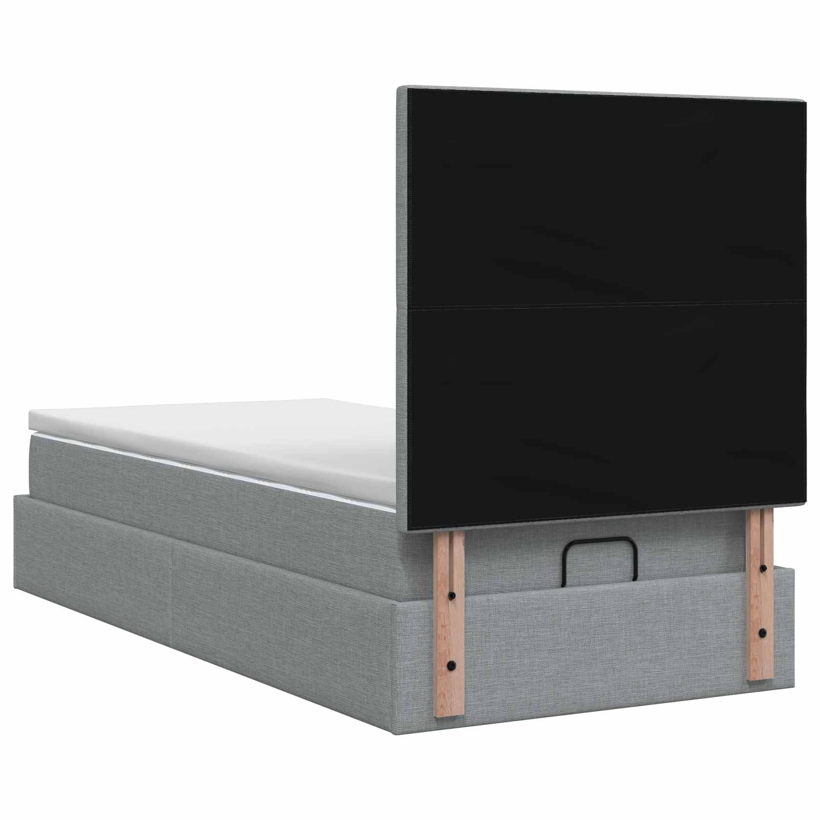 Ottoman Bed met Matrassen en LED Lichtgrijs 90 x 200 cm Stof is nu te koop bij PeponiXL, paradijselijk wonen!