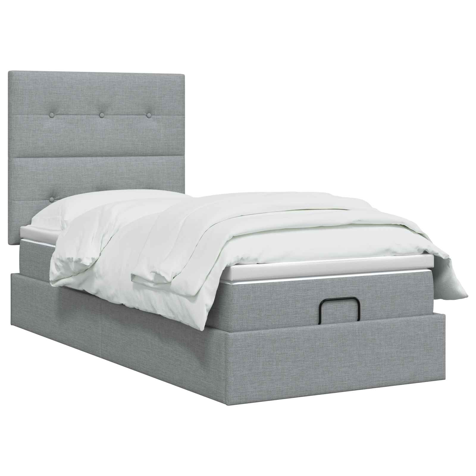 Ottoman Bed met Matrassen en LED Lichtgrijs 90 x 200 cm Stof is nu te koop bij PeponiXL, paradijselijk wonen!