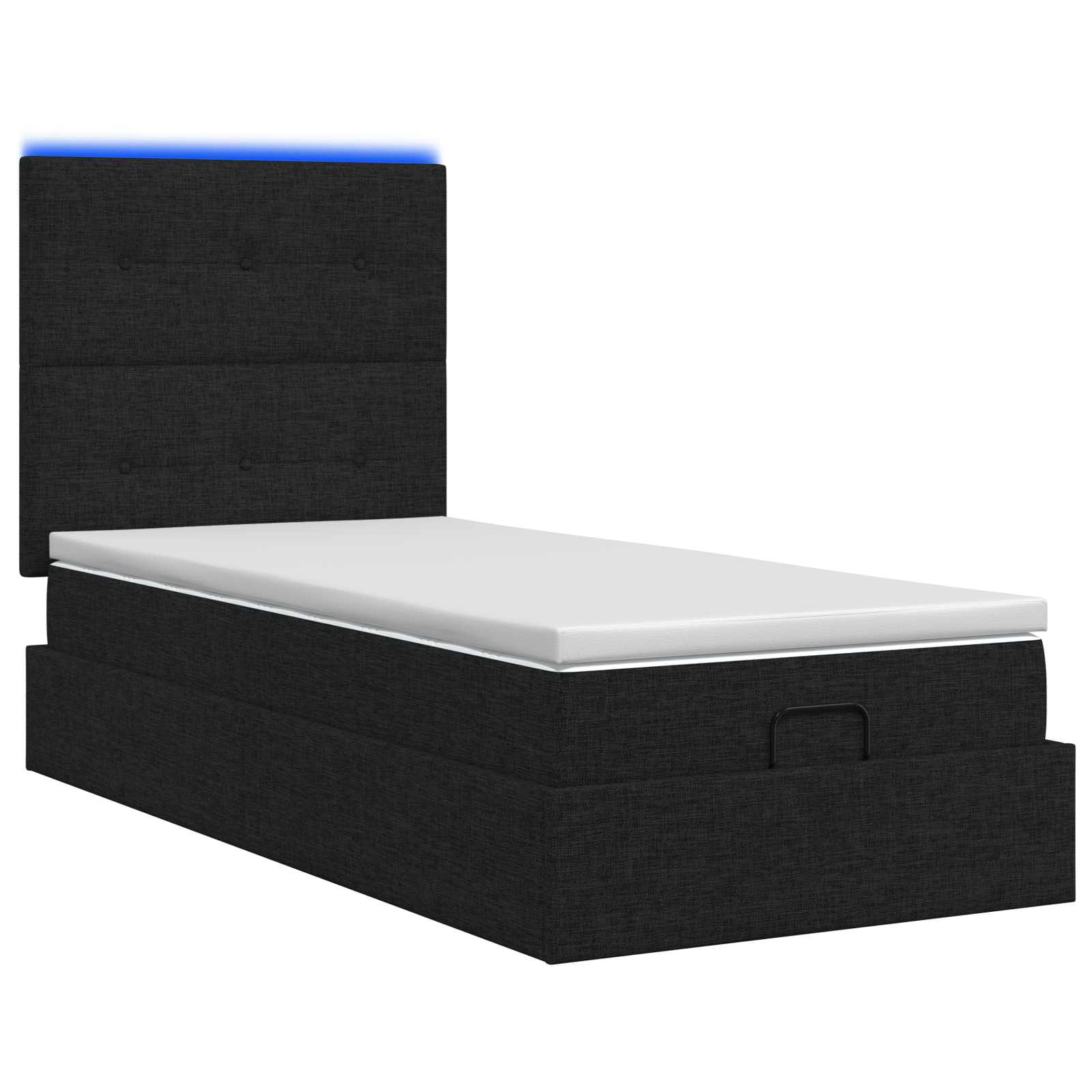Ottoman Bed met Matrassen en LED Zwart 90 x 200 cm Stof is nu te koop bij PeponiXL, paradijselijk wonen!