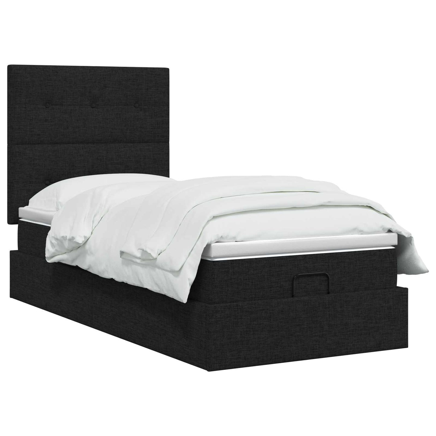 Ottoman Bed met Matrassen en LED Zwart 90 x 200 cm Stof is nu te koop bij PeponiXL, paradijselijk wonen!