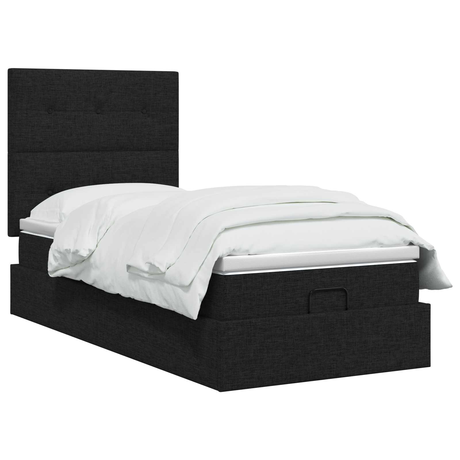 Ottoman Bed met Matrassen en LED Zwart 90 x 200 cm Stof is nu te koop bij PeponiXL, paradijselijk wonen!