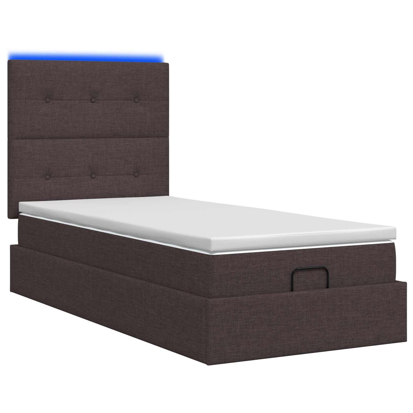 Ottoman Bed met Matrassen en LED Donkerbruin 90 x 200 cm Stof is nu te koop bij PeponiXL, paradijselijk wonen!