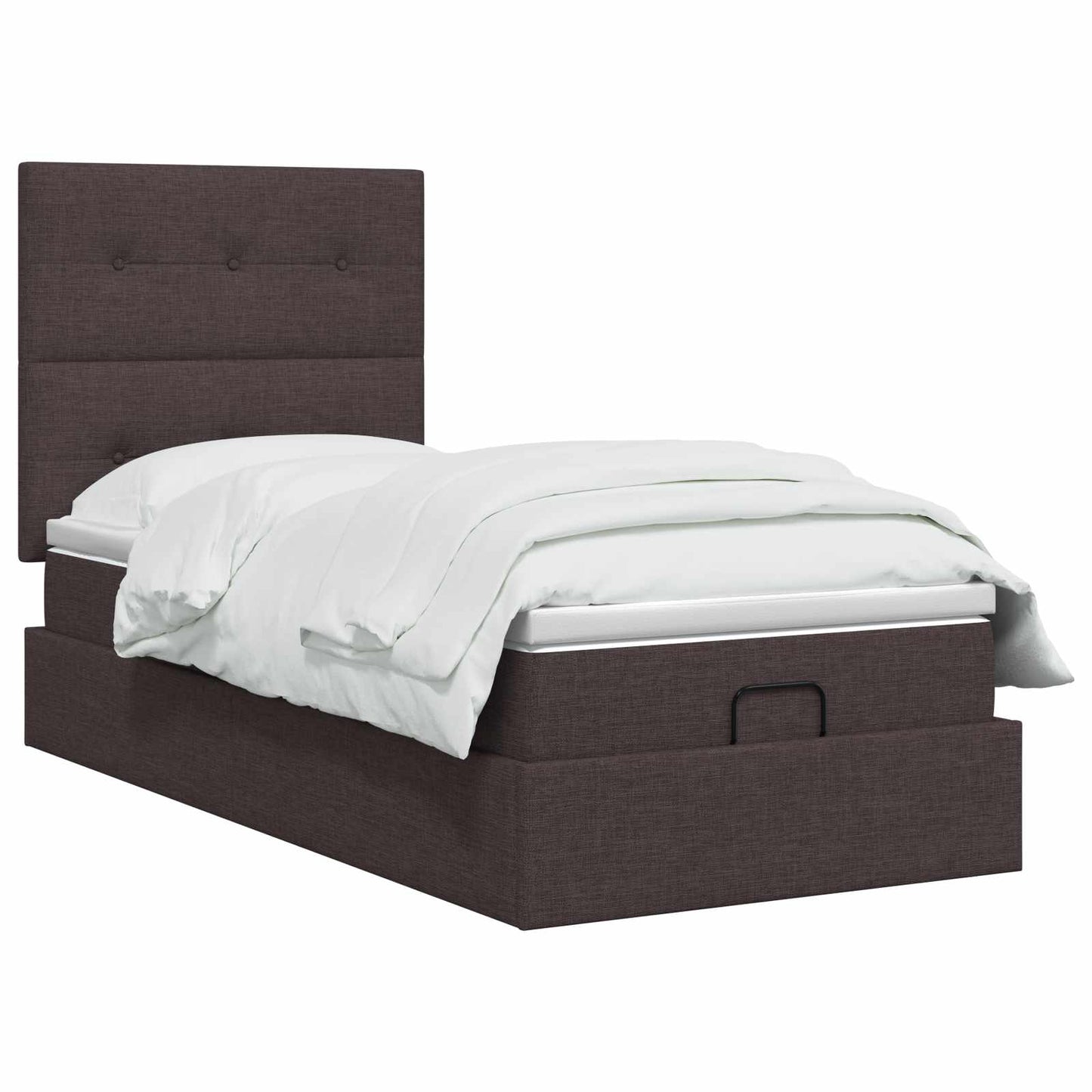 Ottoman Bed met Matrassen en LED Donkerbruin 90 x 200 cm Stof is nu te koop bij PeponiXL, paradijselijk wonen!