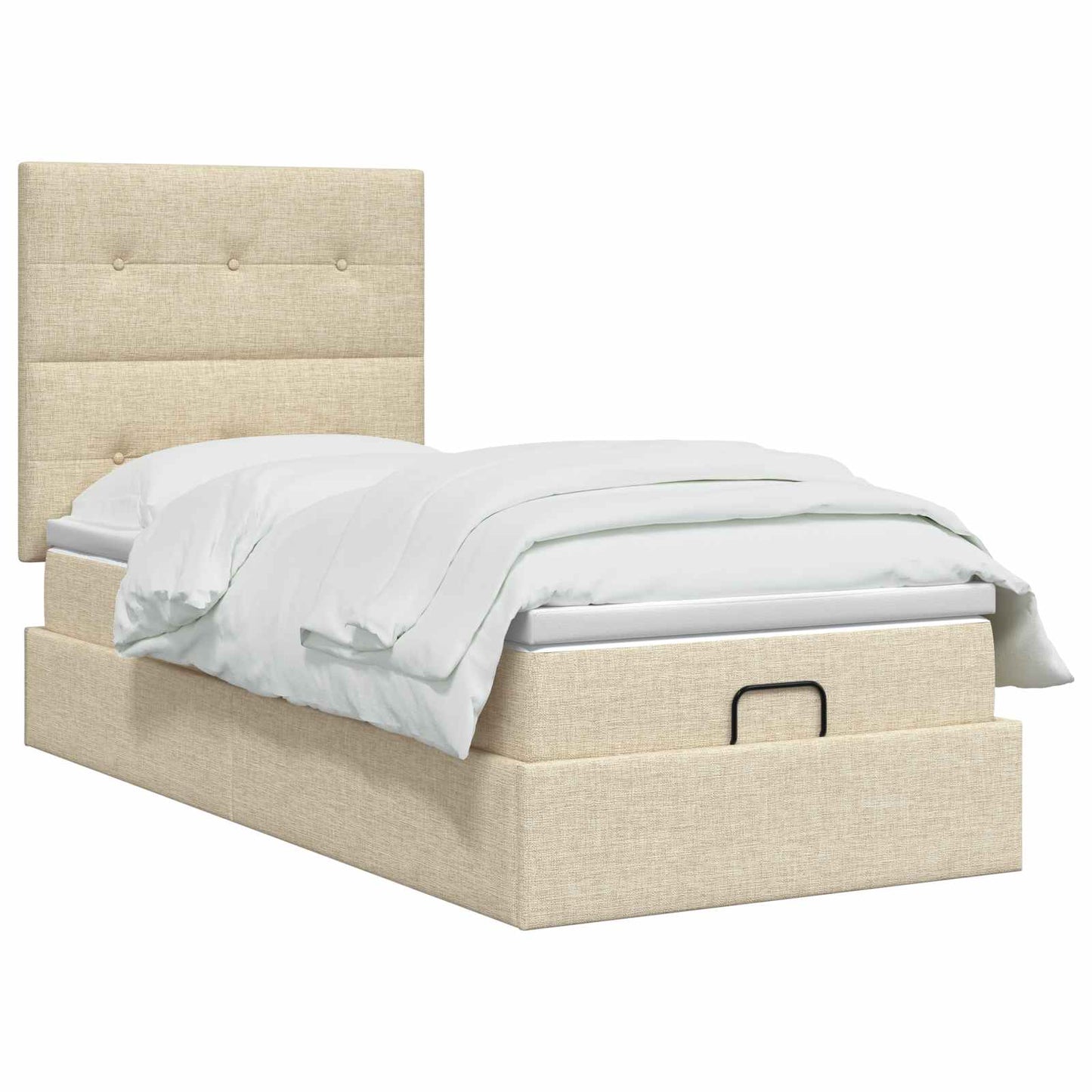 Ottoman Bed met Matrassen en LED Crèmekleurig 90 x 200 cm Stof is nu te koop bij PeponiXL, paradijselijk wonen!