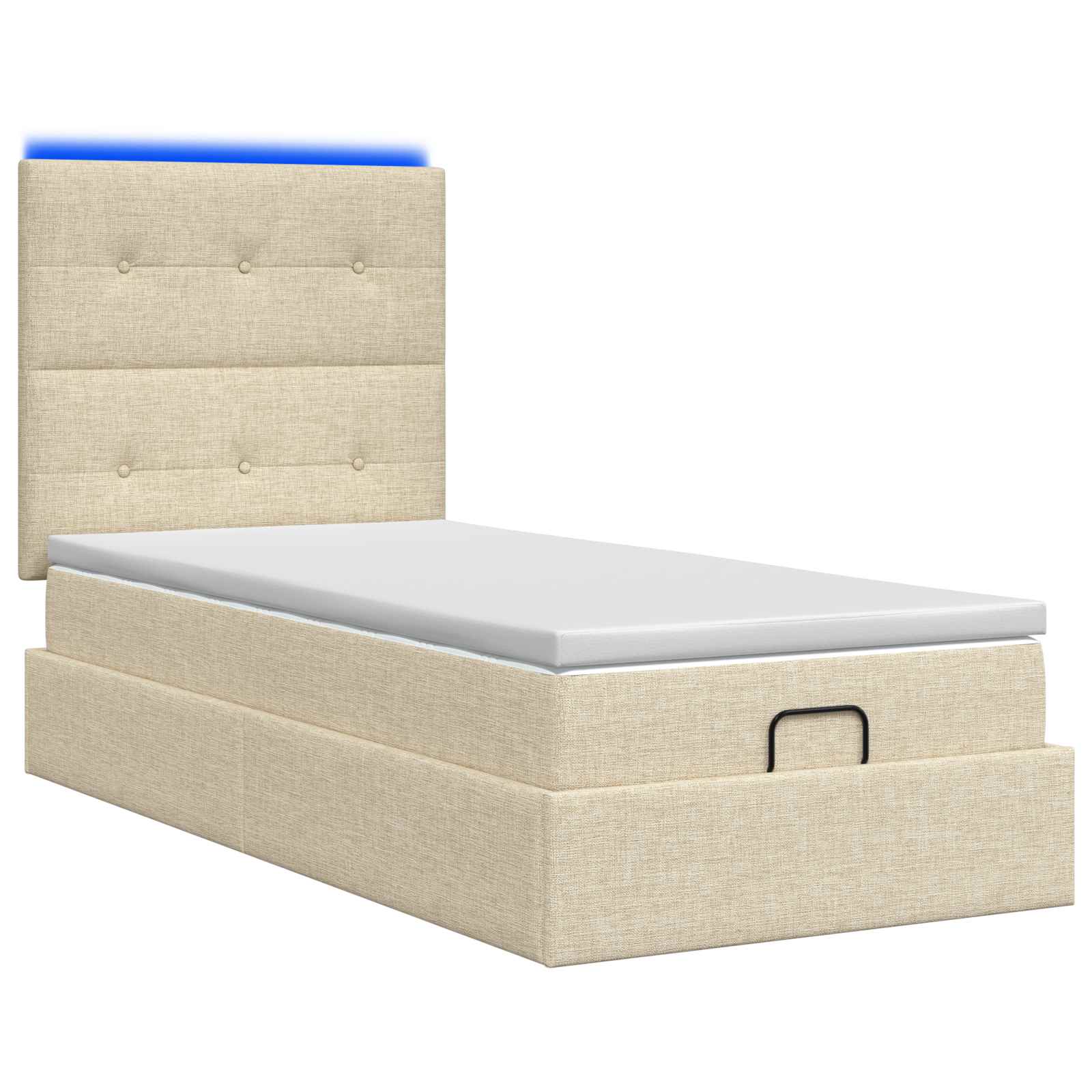 Ottoman Bed met Matrassen en LED Crèmekleurig 100 x 200 cm Stof is nu te koop bij PeponiXL, paradijselijk wonen!