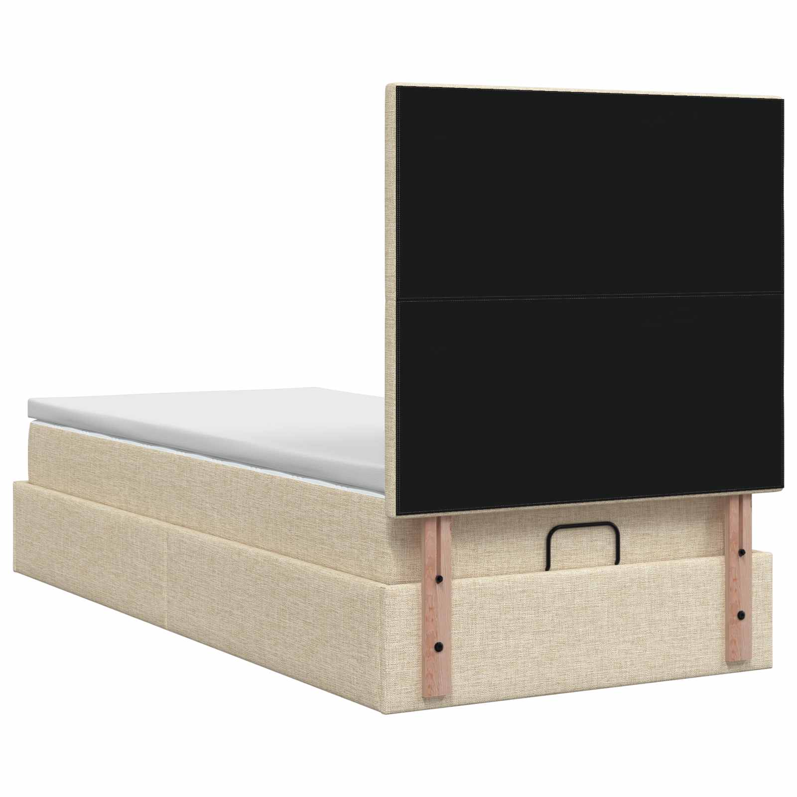 Ottoman Bed met Matrassen en LED Crèmekleurig 100 x 200 cm Stof is nu te koop bij PeponiXL, paradijselijk wonen!