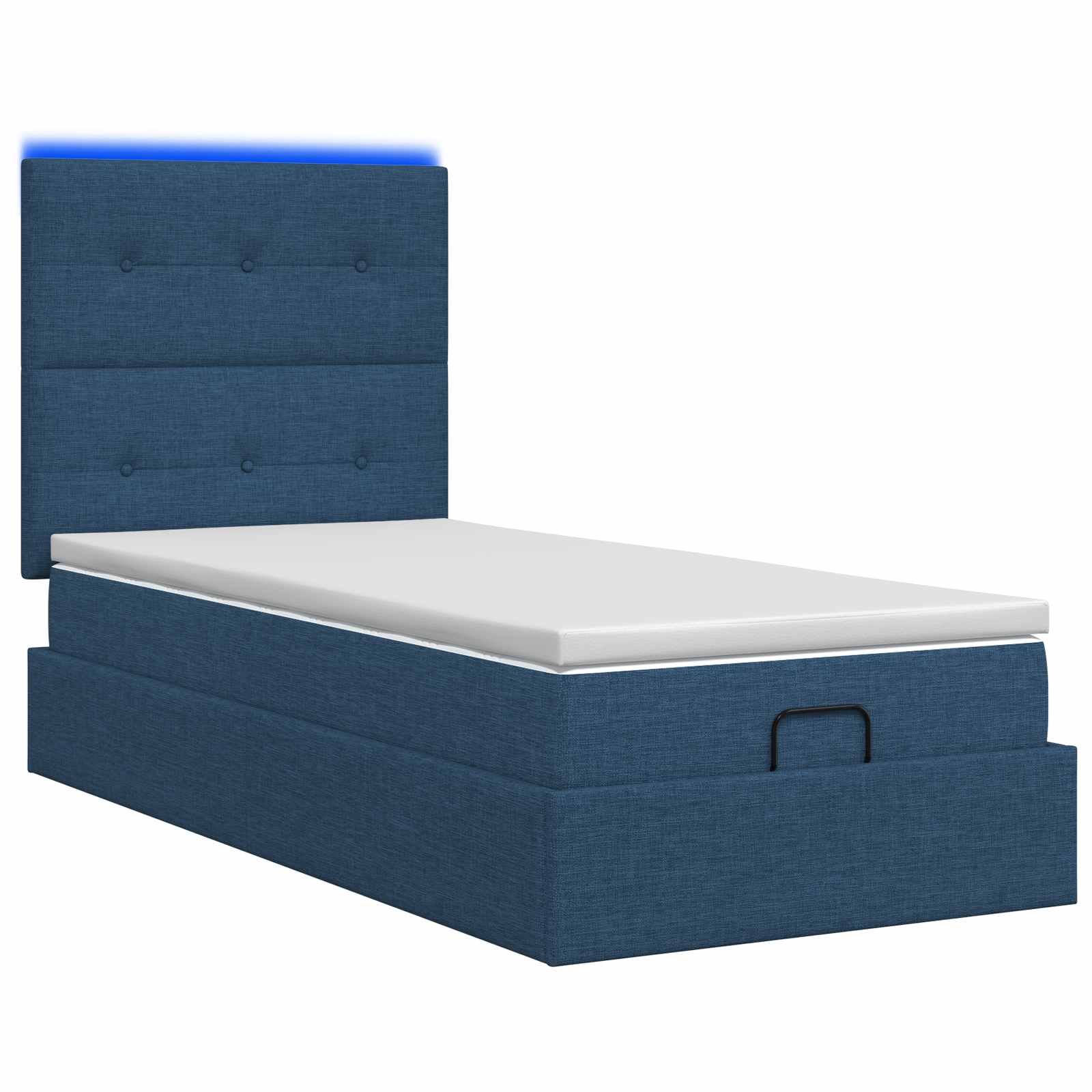 Ottoman Bed met Matrassen en LED Blauw 100 x 200 cm Stof is nu te koop bij PeponiXL, paradijselijk wonen!
