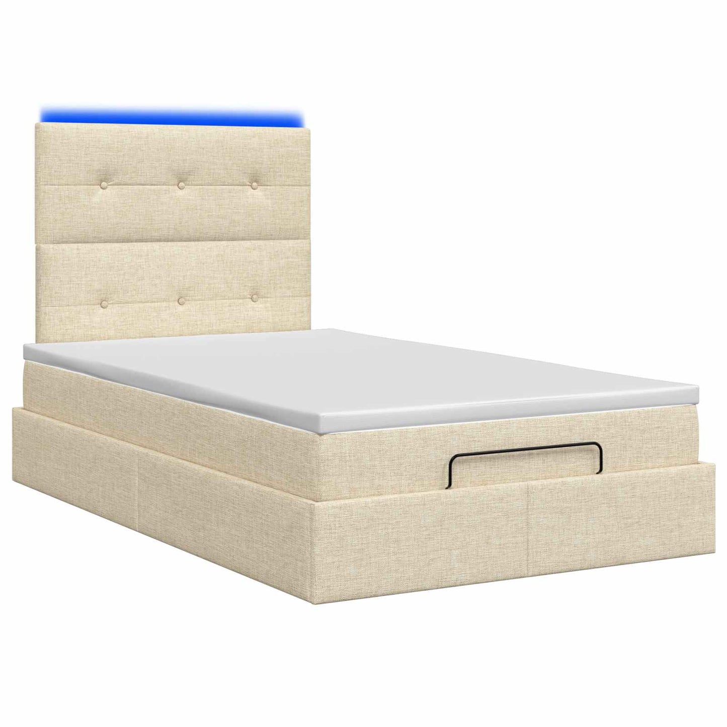 Ottoman Bed met Matrassen en LED Crèmekleurig 120 x 200 cm Stof is nu te koop bij PeponiXL, paradijselijk wonen!