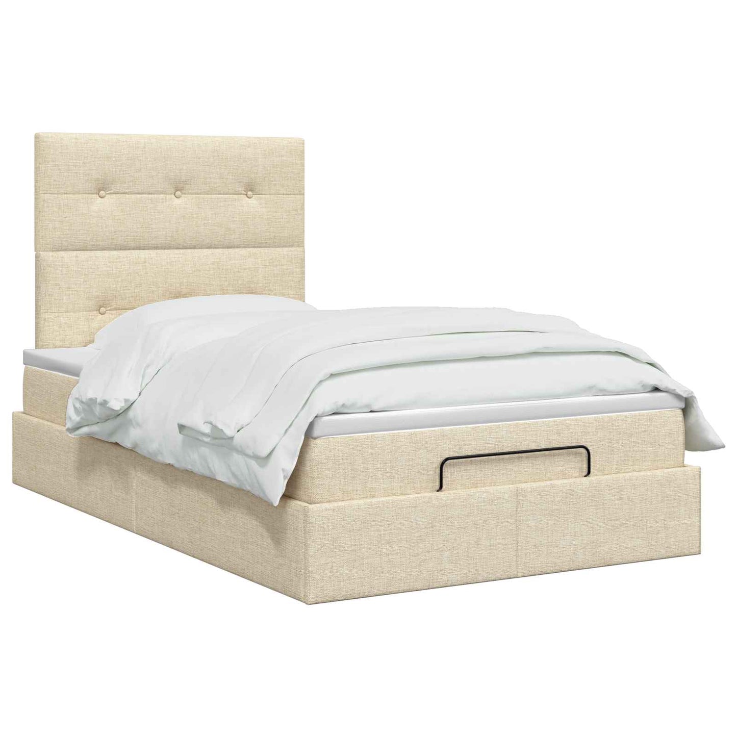 Ottoman Bed met Matrassen en LED Crèmekleurig 120 x 200 cm Stof is nu te koop bij PeponiXL, paradijselijk wonen!
