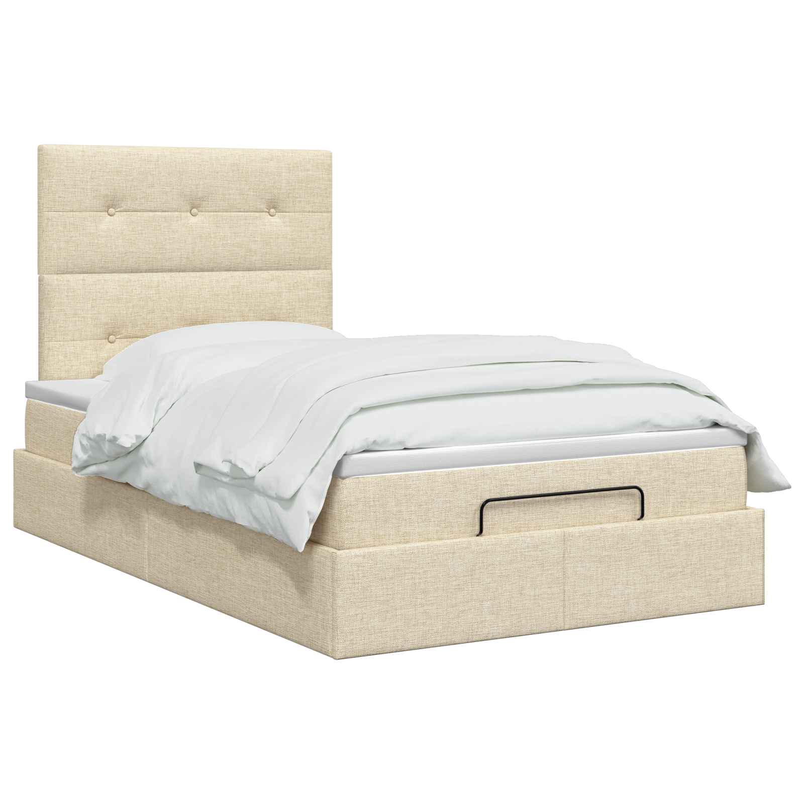 Ottoman Bed met Matrassen en LED Crèmekleurig 120 x 200 cm Stof is nu te koop bij PeponiXL, paradijselijk wonen!
