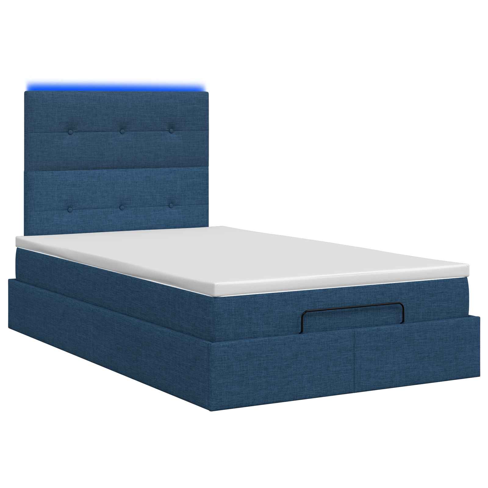 Ottoman Bed met Matrassen en LED Blauw 120 x 200 cm Stof is nu te koop bij PeponiXL, paradijselijk wonen!