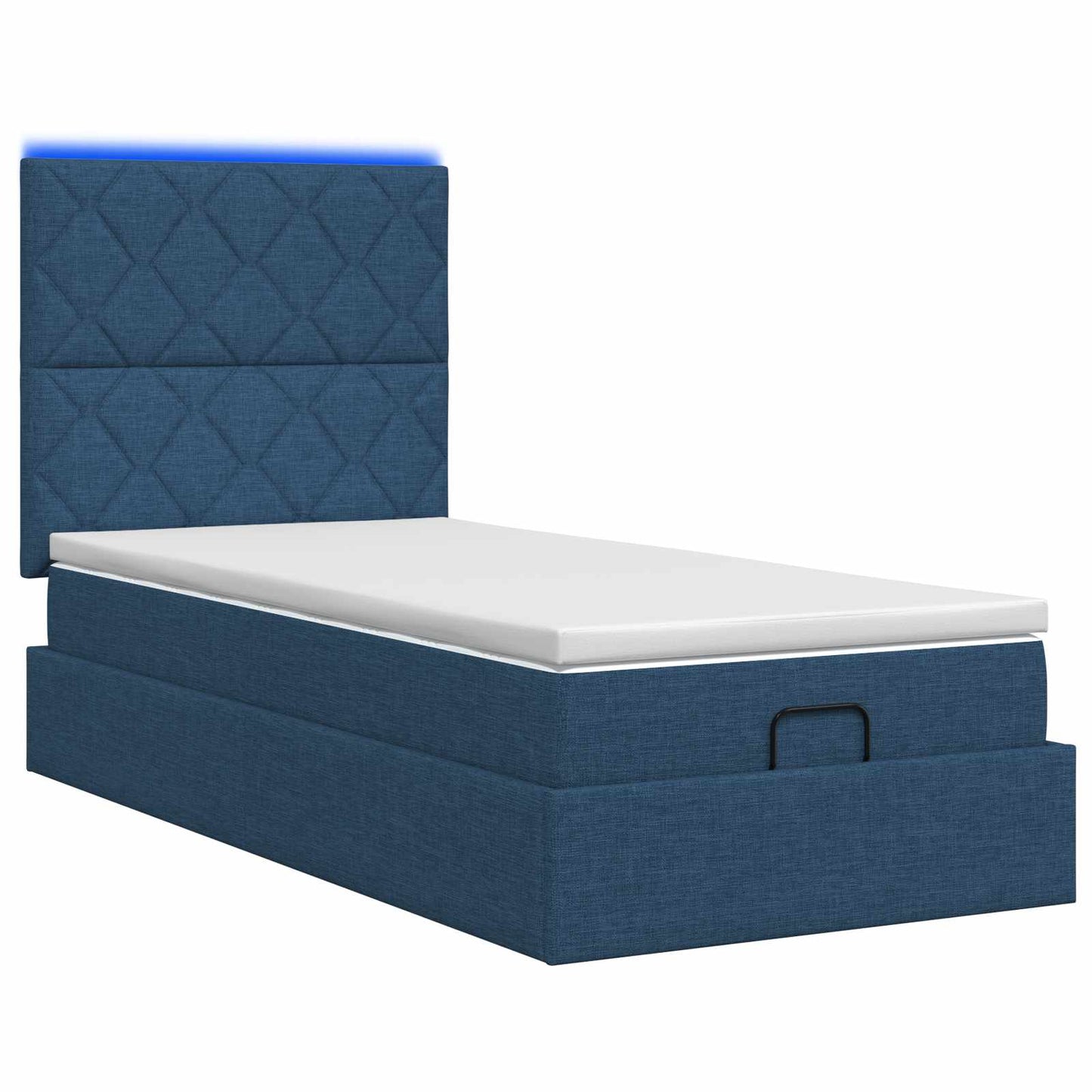Ottoman Bed met Matrassen en LED Blauw 100 x 200 cm Stof is nu te koop bij PeponiXL, paradijselijk wonen!