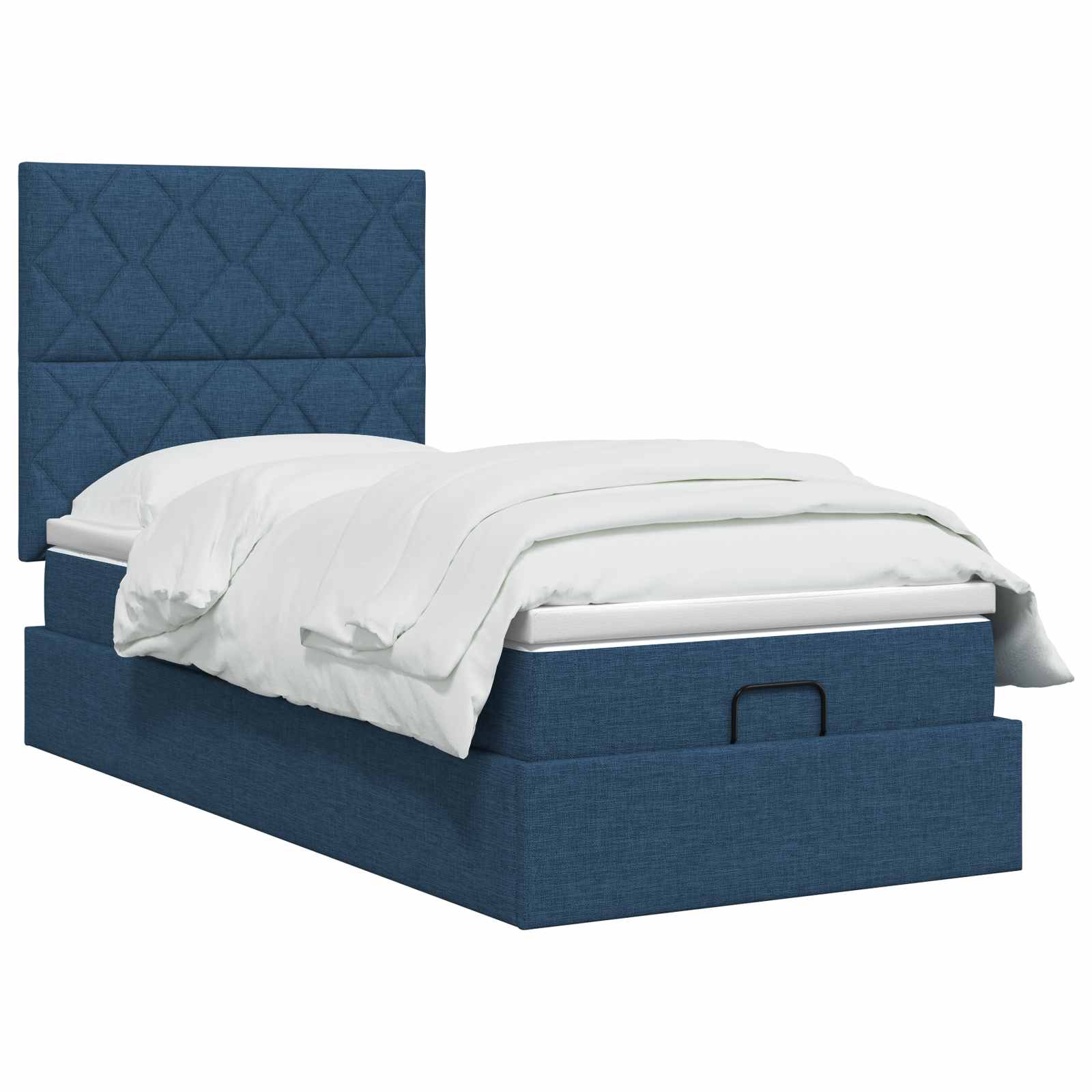 Ottoman Bed met Matrassen en LED Blauw 100 x 200 cm Stof is nu te koop bij PeponiXL, paradijselijk wonen!
