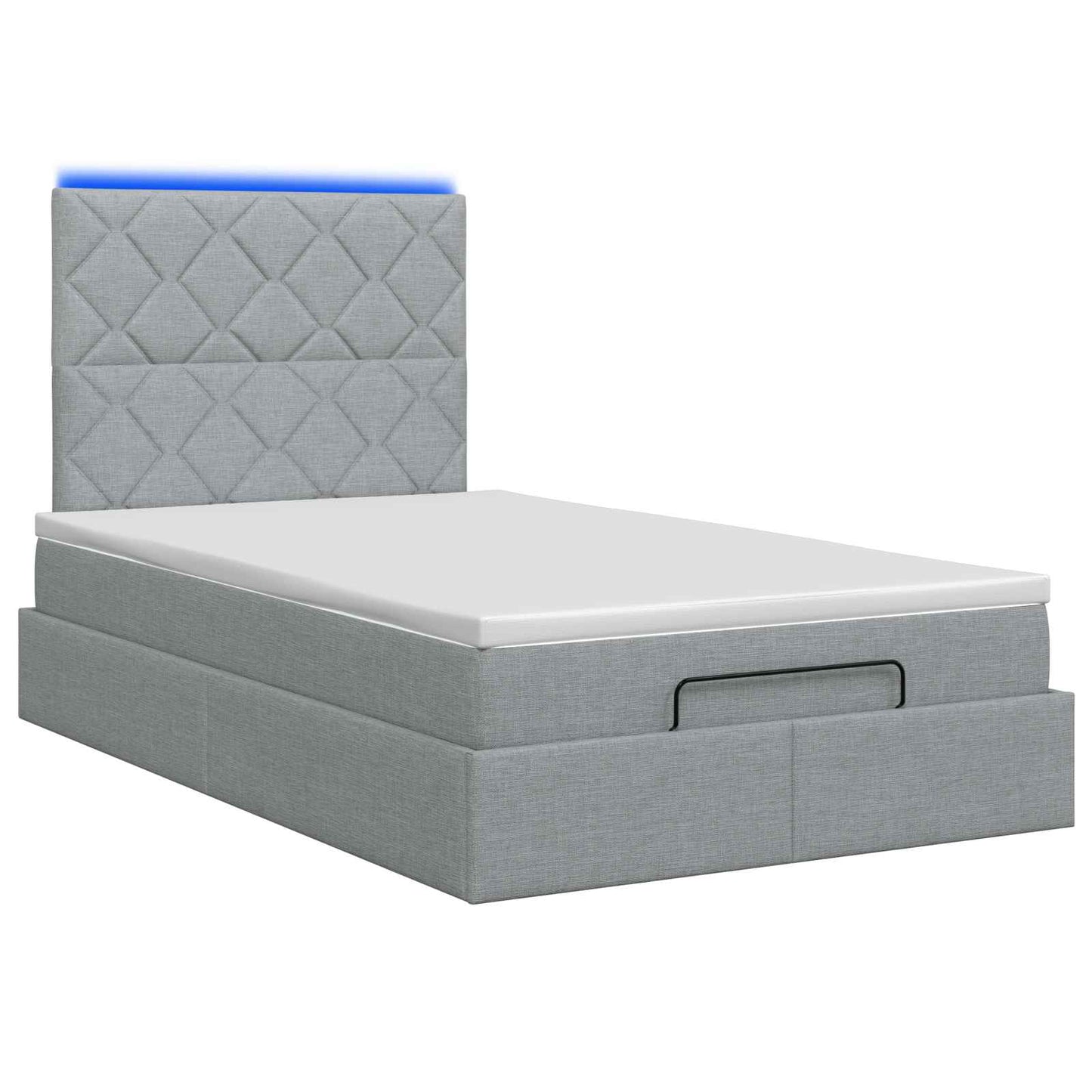 Ottoman Bed met Matrassen en LED Lichtgrijs 120 x 200 cm Stof is nu te koop bij PeponiXL, paradijselijk wonen!
