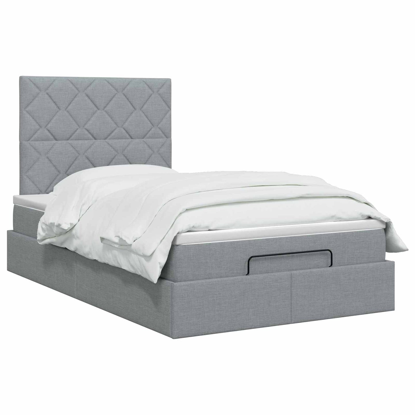 Ottoman Bed met Matrassen en LED Lichtgrijs 120 x 200 cm Stof is nu te koop bij PeponiXL, paradijselijk wonen!