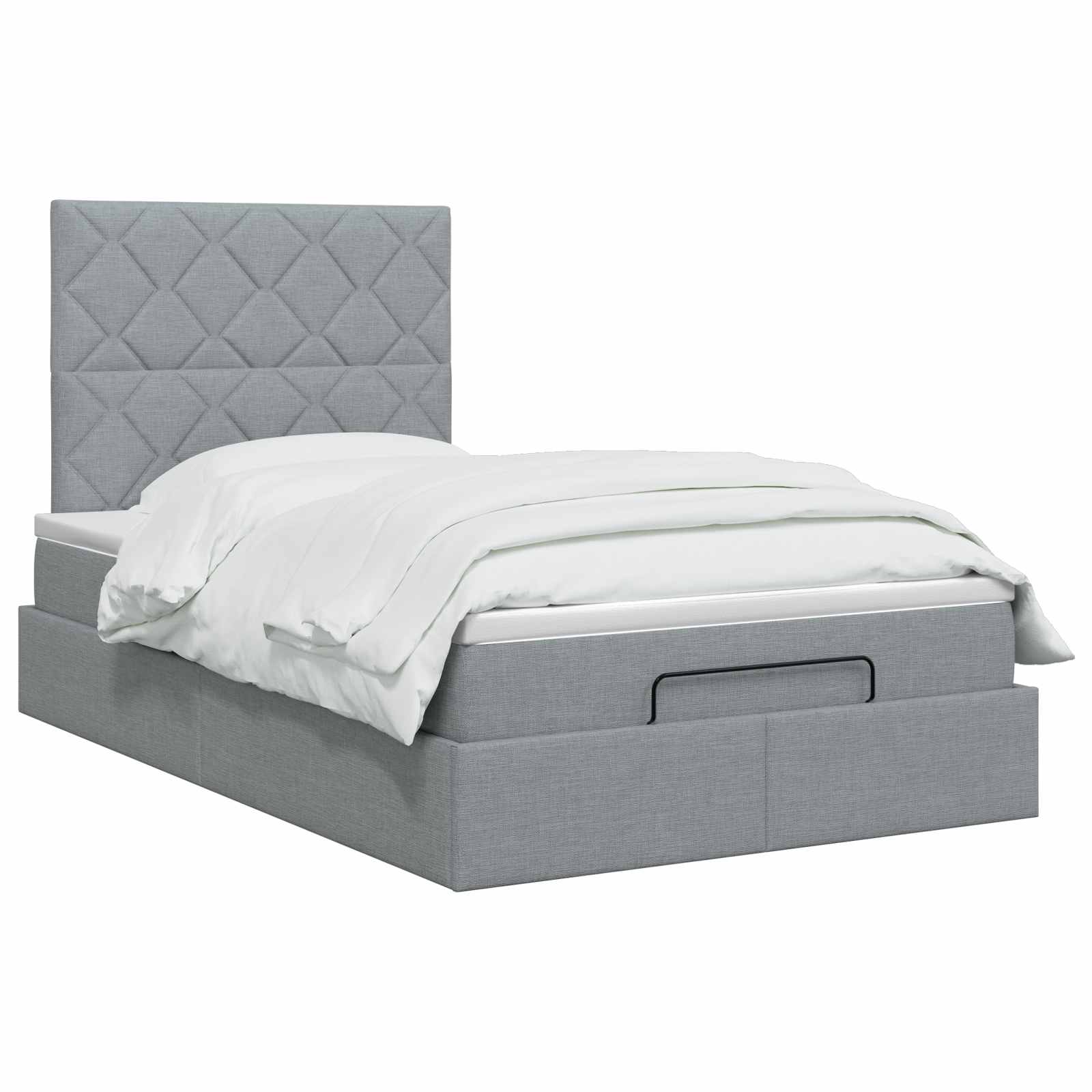Ottoman Bed met Matrassen en LED Lichtgrijs 120 x 200 cm Stof is nu te koop bij PeponiXL, paradijselijk wonen!