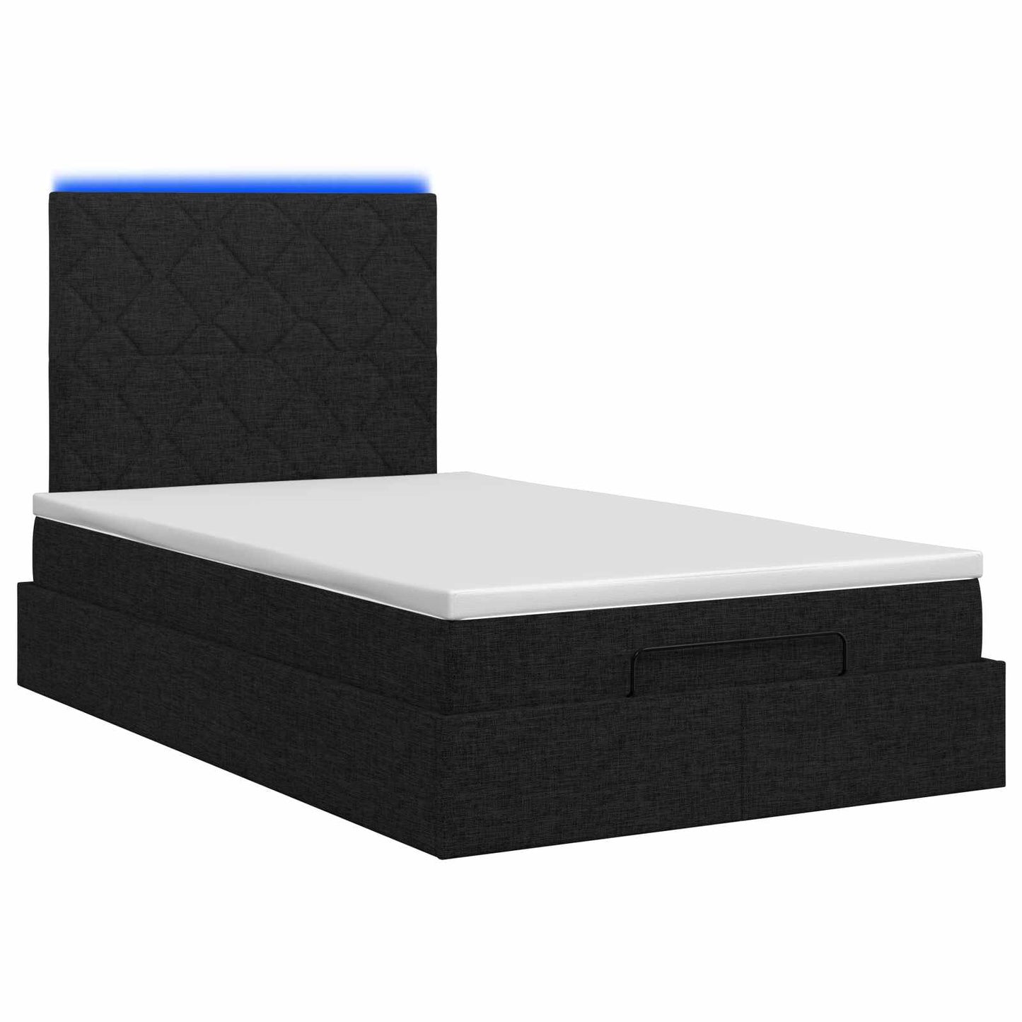 Ottoman Bed met Matrassen en LED Zwart 120 x 200 cm Stof is nu te koop bij PeponiXL, paradijselijk wonen!