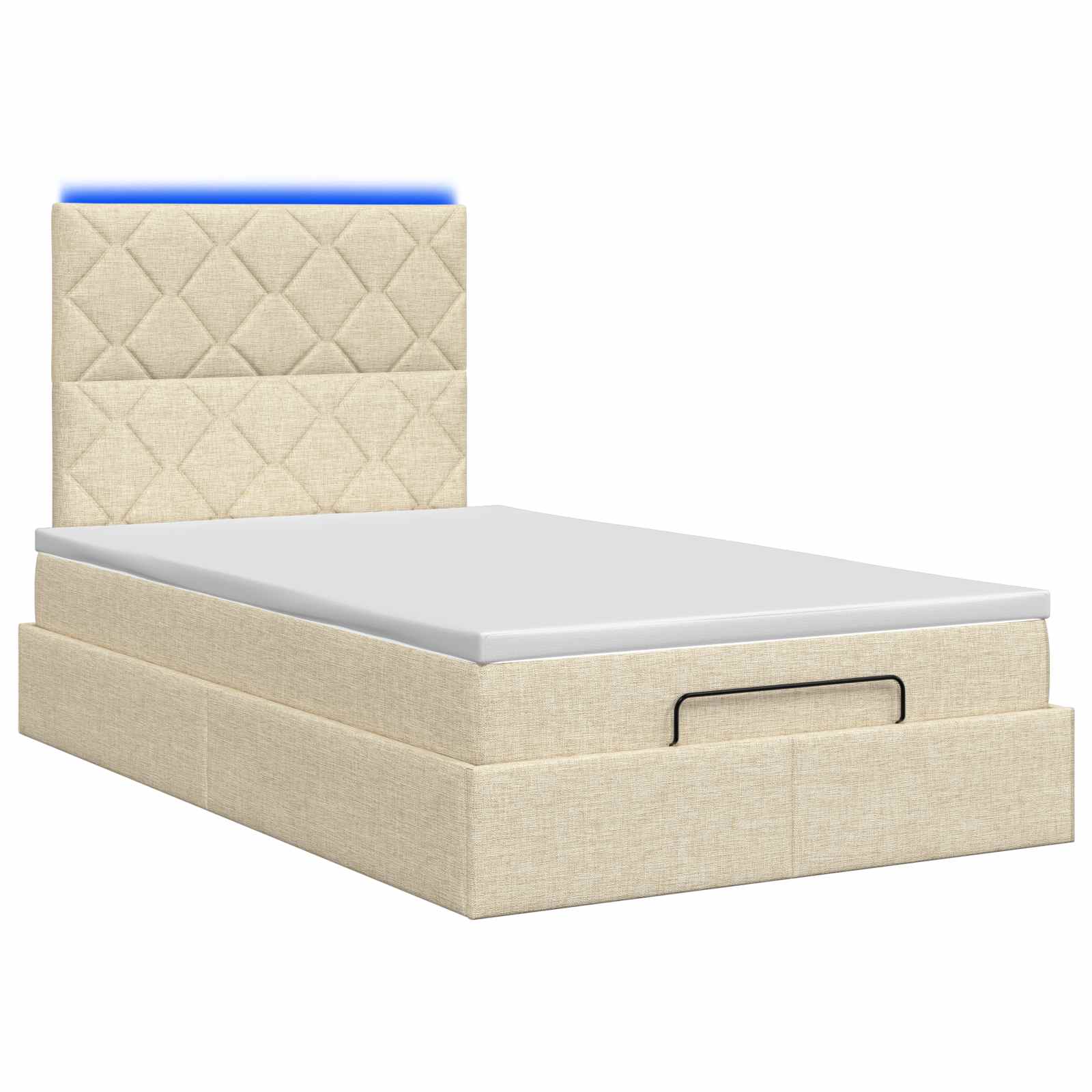 Ottoman Bed met Matrassen en LED Crèmekleurig 120 x 200 cm Stof is nu te koop bij PeponiXL, paradijselijk wonen!