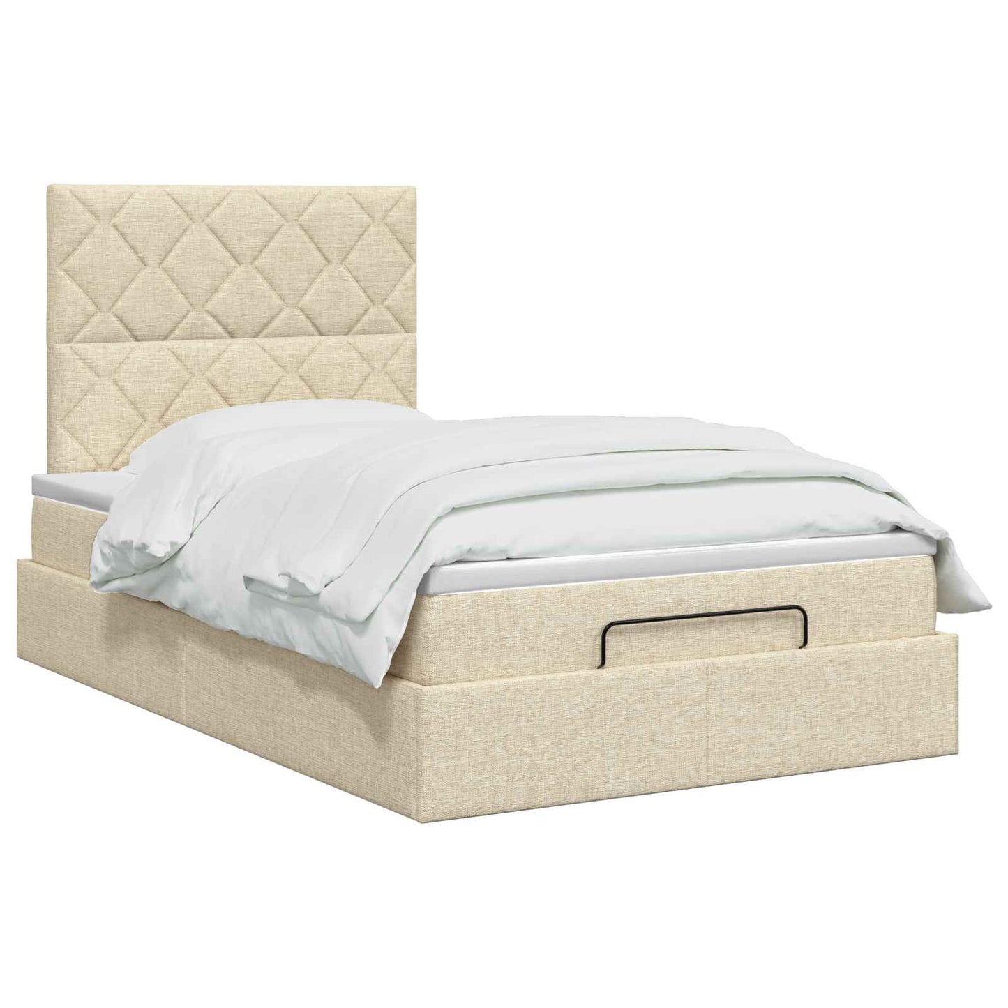 Ottoman Bed met Matrassen en LED Crèmekleurig 120 x 200 cm Stof is nu te koop bij PeponiXL, paradijselijk wonen!