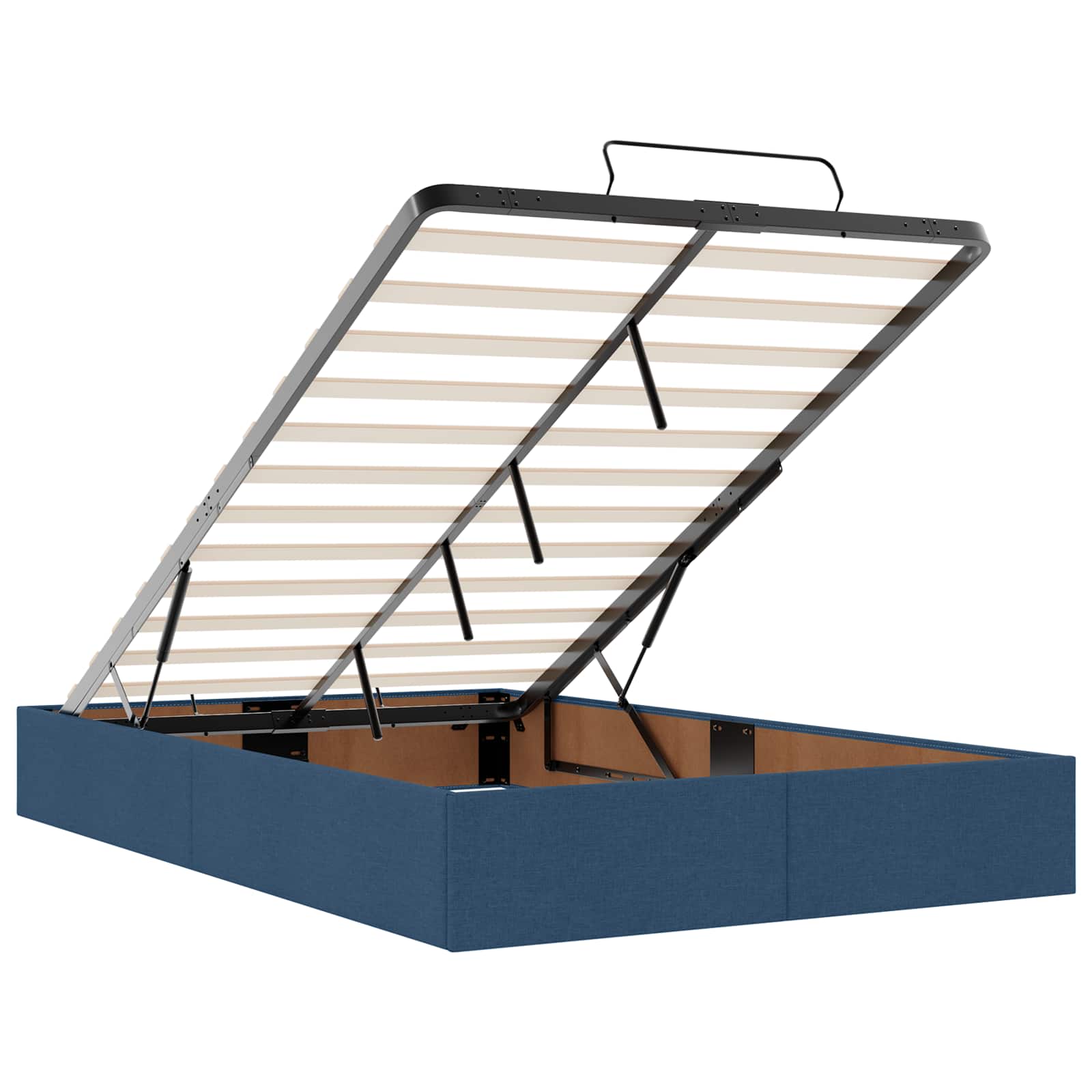 Ottoman Bed met Matrassen en LED Blauw 120 x 200 cm Stof is nu te koop bij PeponiXL, paradijselijk wonen!