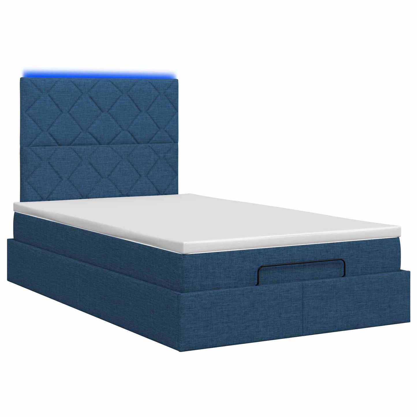 Ottoman Bed met Matrassen en LED Blauw 120 x 200 cm Stof is nu te koop bij PeponiXL, paradijselijk wonen!