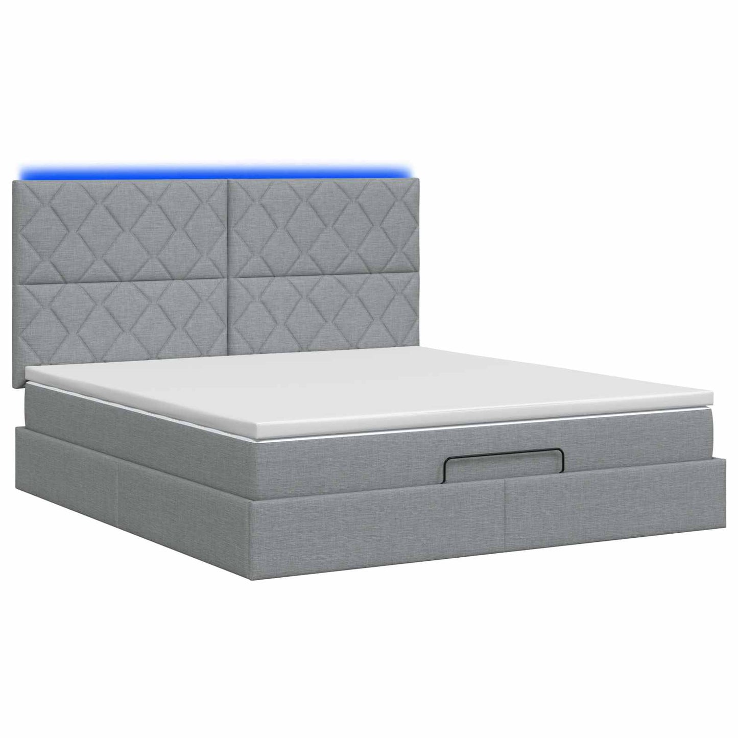 Ottoman Bed met Matrassen en LED Lichtgrijs 160 x 200 cm Stof is nu te koop bij PeponiXL, paradijselijk wonen!