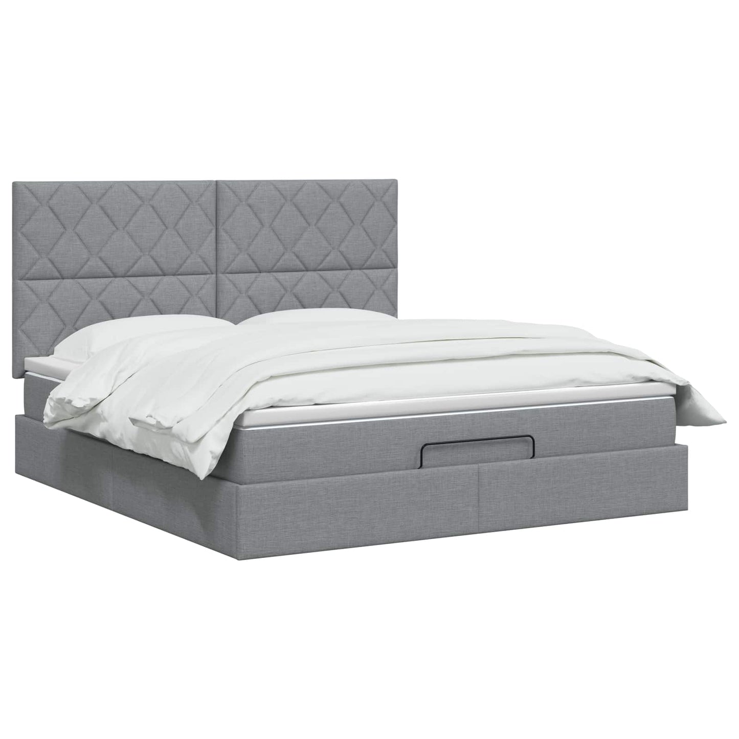Ottoman Bed met Matrassen en LED Lichtgrijs 160 x 200 cm Stof is nu te koop bij PeponiXL, paradijselijk wonen!