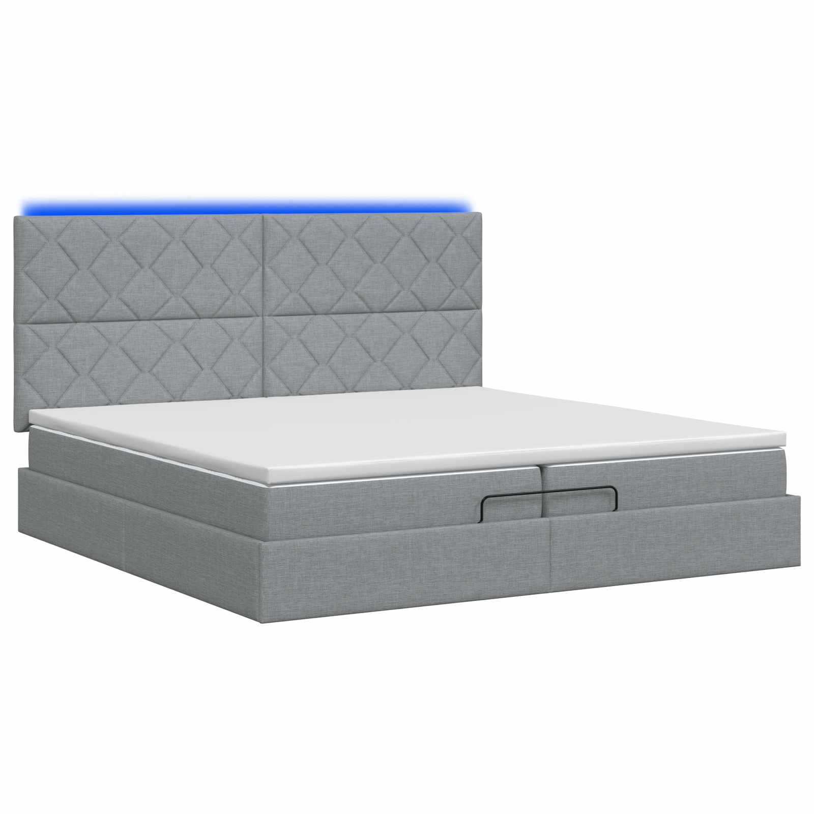 Ottoman Bed met Matrassen en LED Lichtgrijs 200 x 200 cm Stof is nu te koop bij PeponiXL, paradijselijk wonen!
